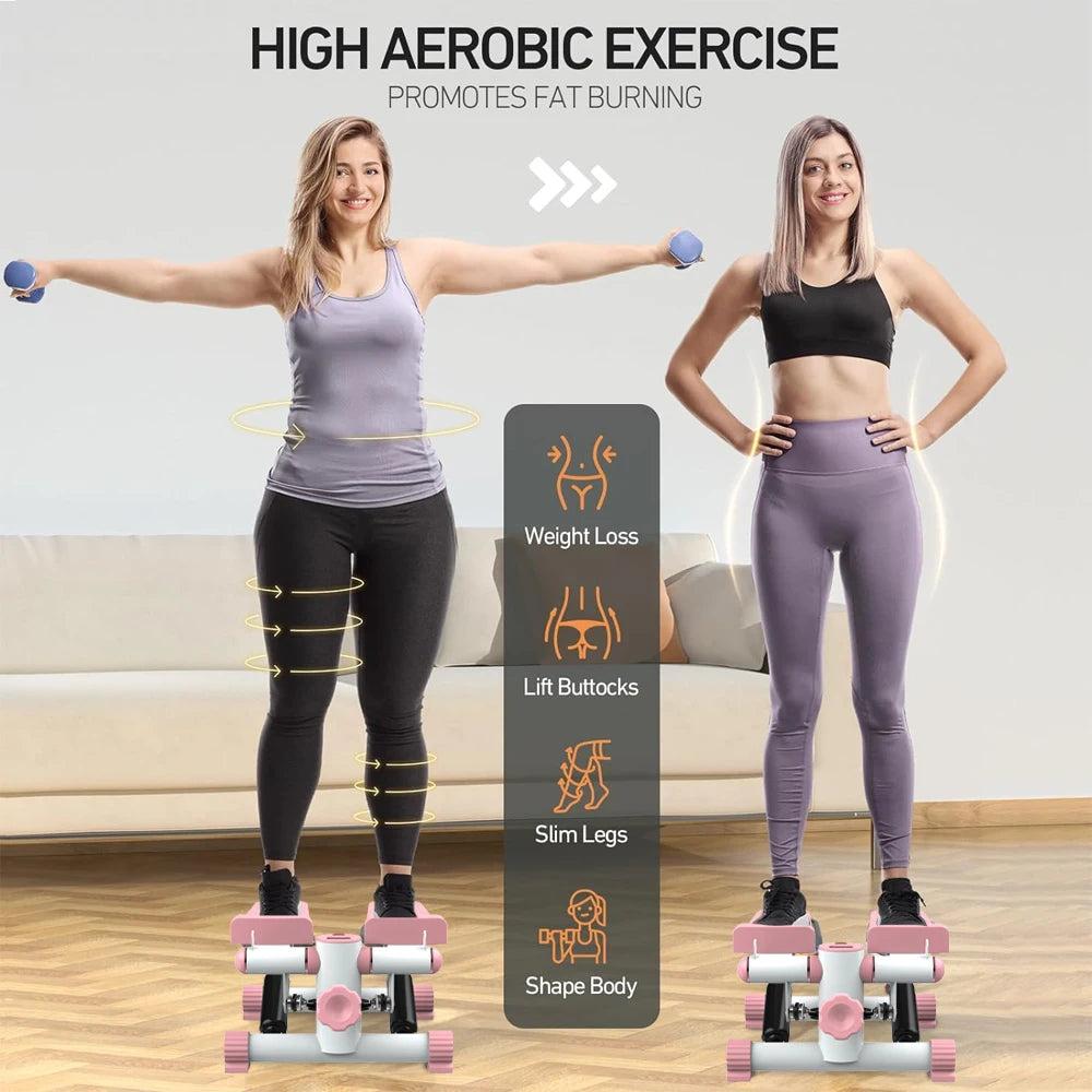 Mini Stepper With Resistance Band 300LBS Hydraulic Fitness LCD Display
