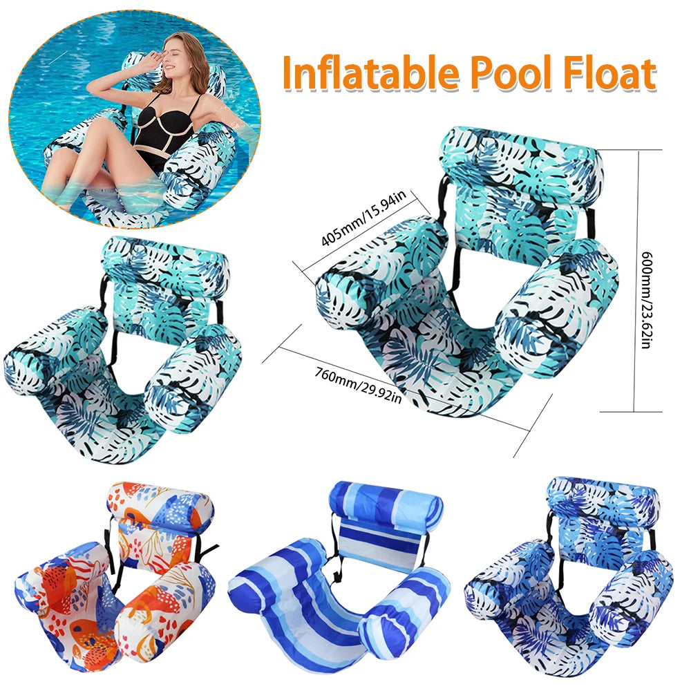 Inflatable Pool Float Floating Lounger Chair with Arm and Backrest