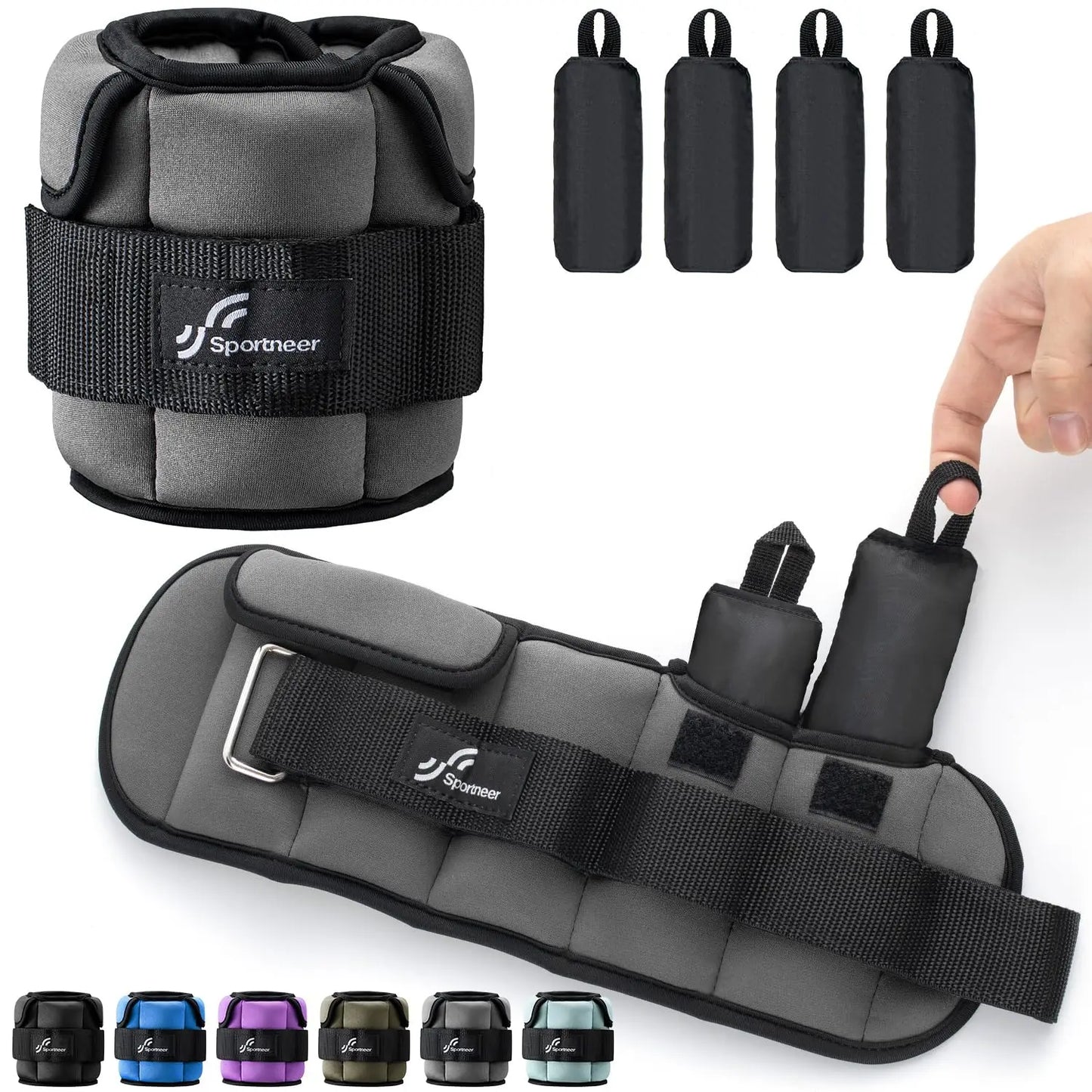 Sportneer Adjustable Wrist and Ankle Weights for Women and Men 1 Pair 1 2 3 4 6 7 8 10 lbs Adjustable Leg Weight for Gym Fitness