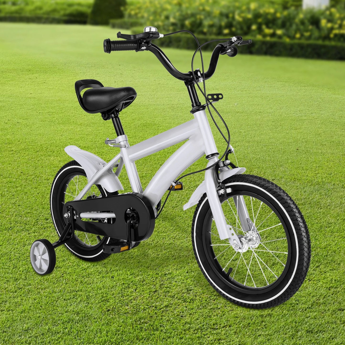 *Children’s Bike 14-Inch with Training Wheels, Steel Frame, Dual Brakes, Handlebar,