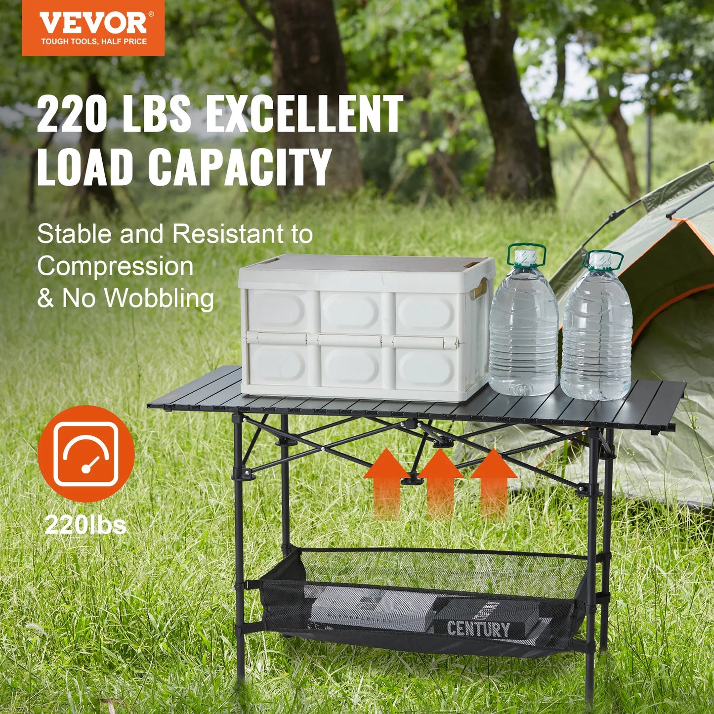 220 66lbs Outdoor Folding Camping Table With Storage Bag