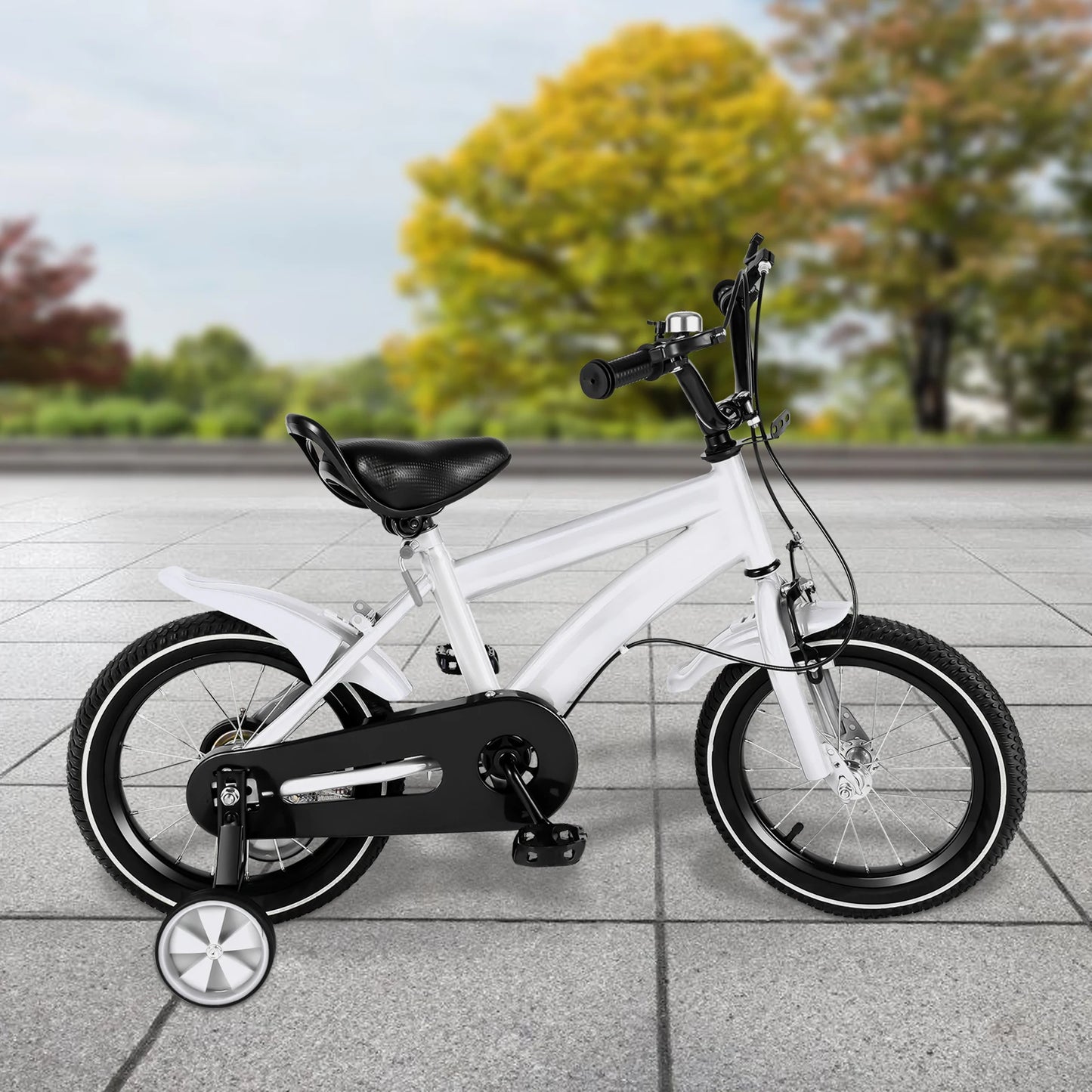 *Children’s Bike 14-Inch with Training Wheels, Steel Frame, Dual Brakes, Handlebar,