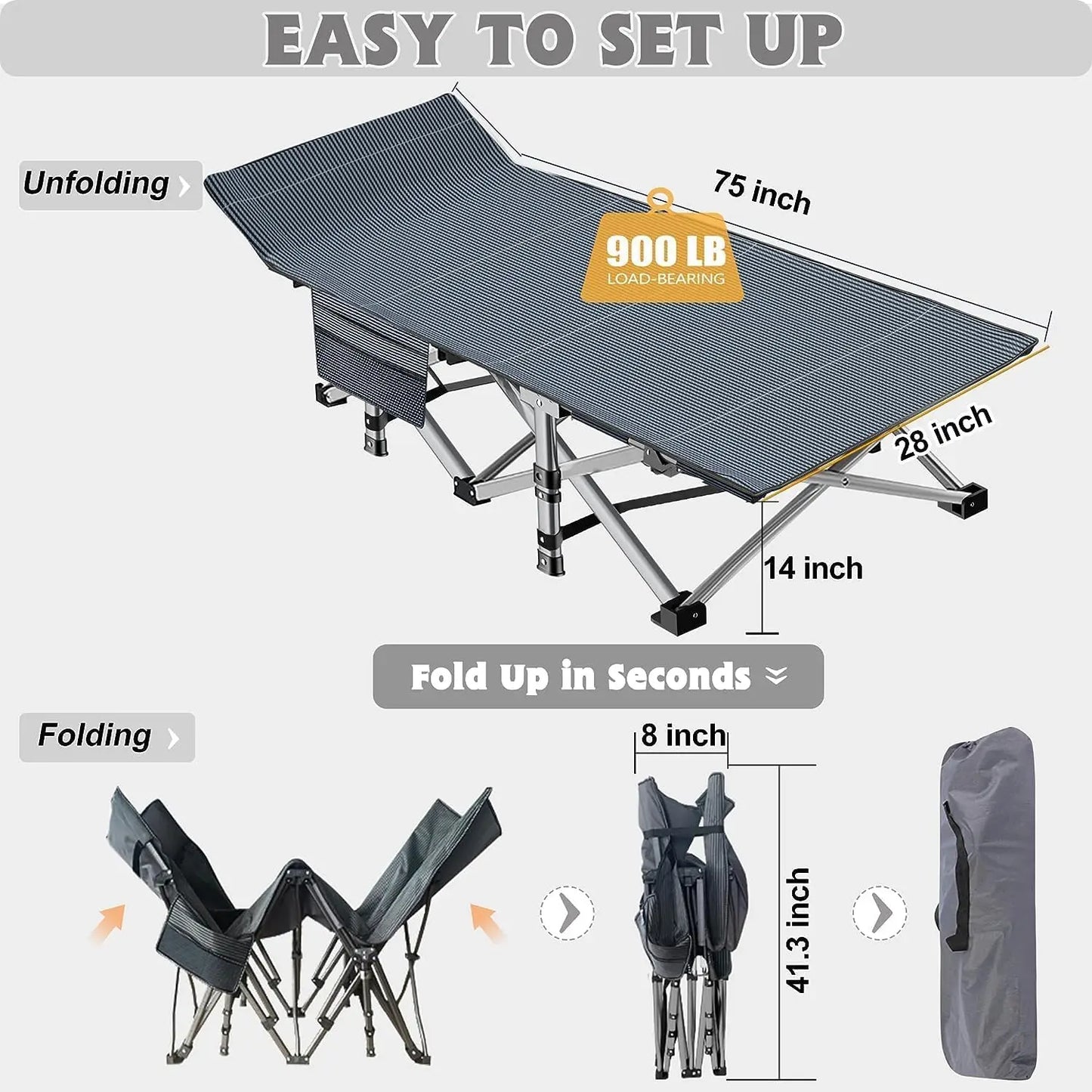 Universal Sports and Outdoors Folding Camping Cot with Mat