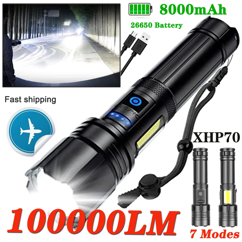 Rechargeable Super Bright Flashlight 7Modes High Lumens Tactical