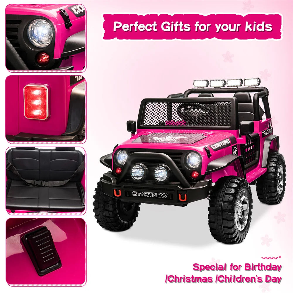 12V Electric Kids Two Seater Truck Pink Remote Control