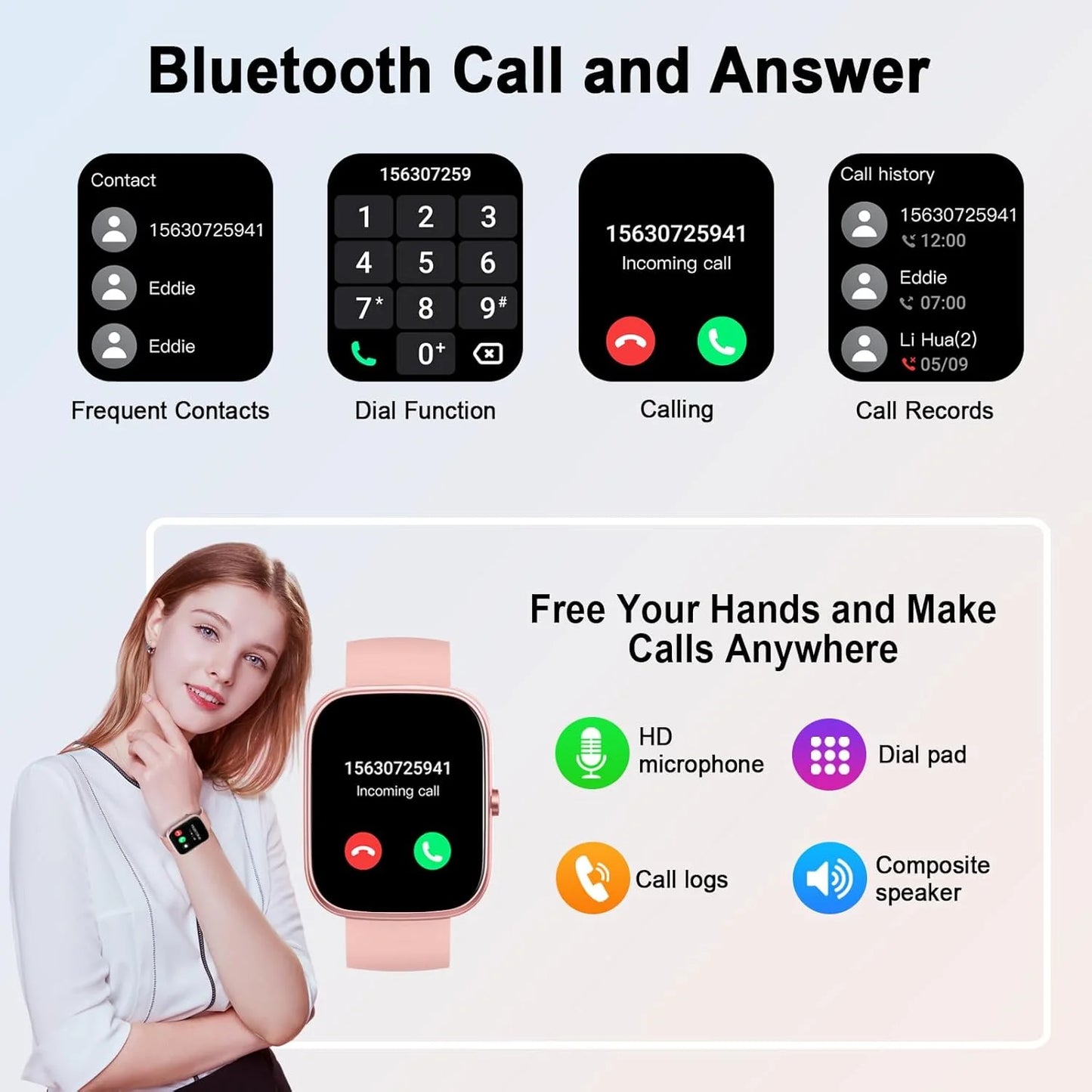 Smart Watch, 1.91 Inch Smartwatch with Call Feature, IP68 Waterproof Fitness Tracker