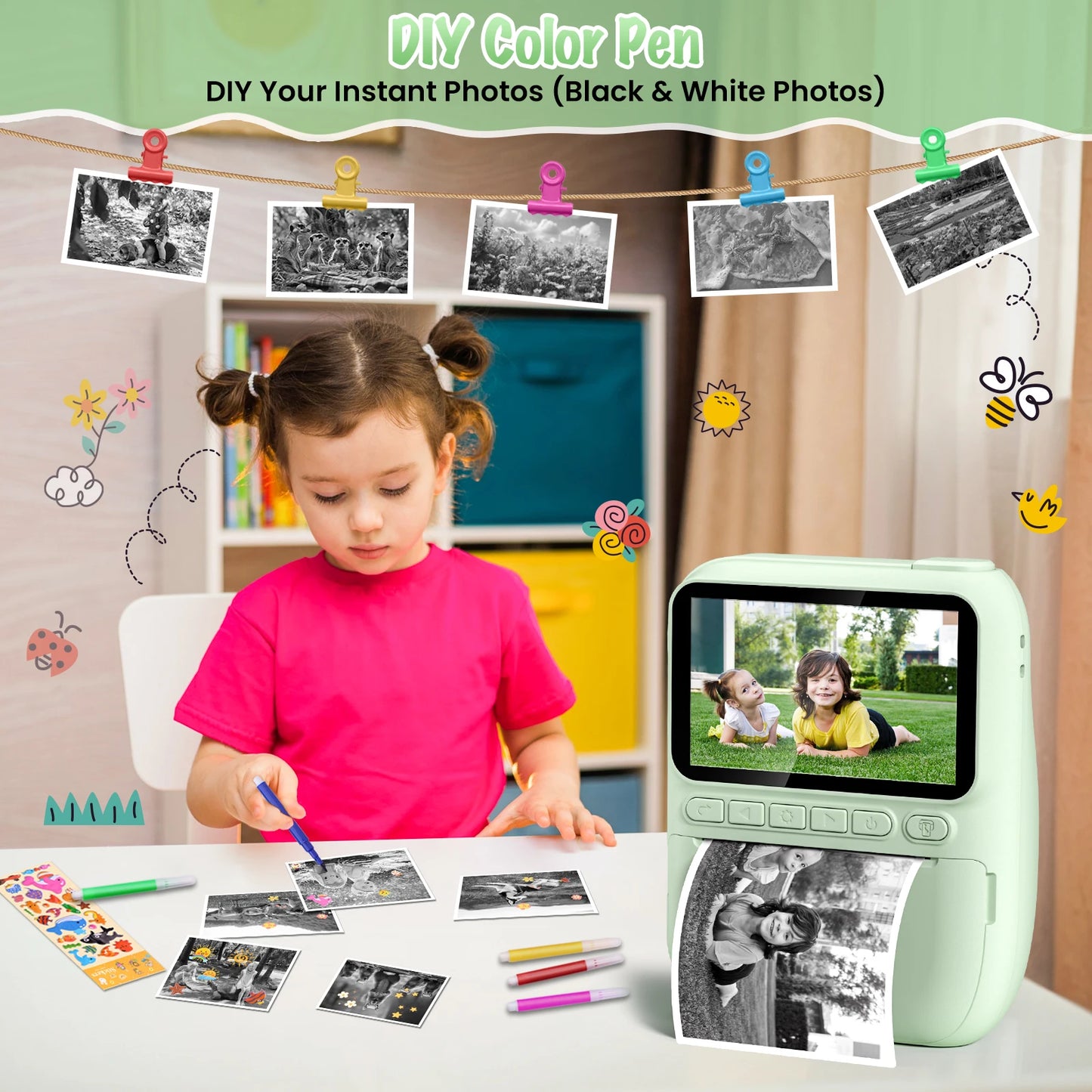 Kids Instant Print Camera 3.0 Mini Digital Camera 1080P