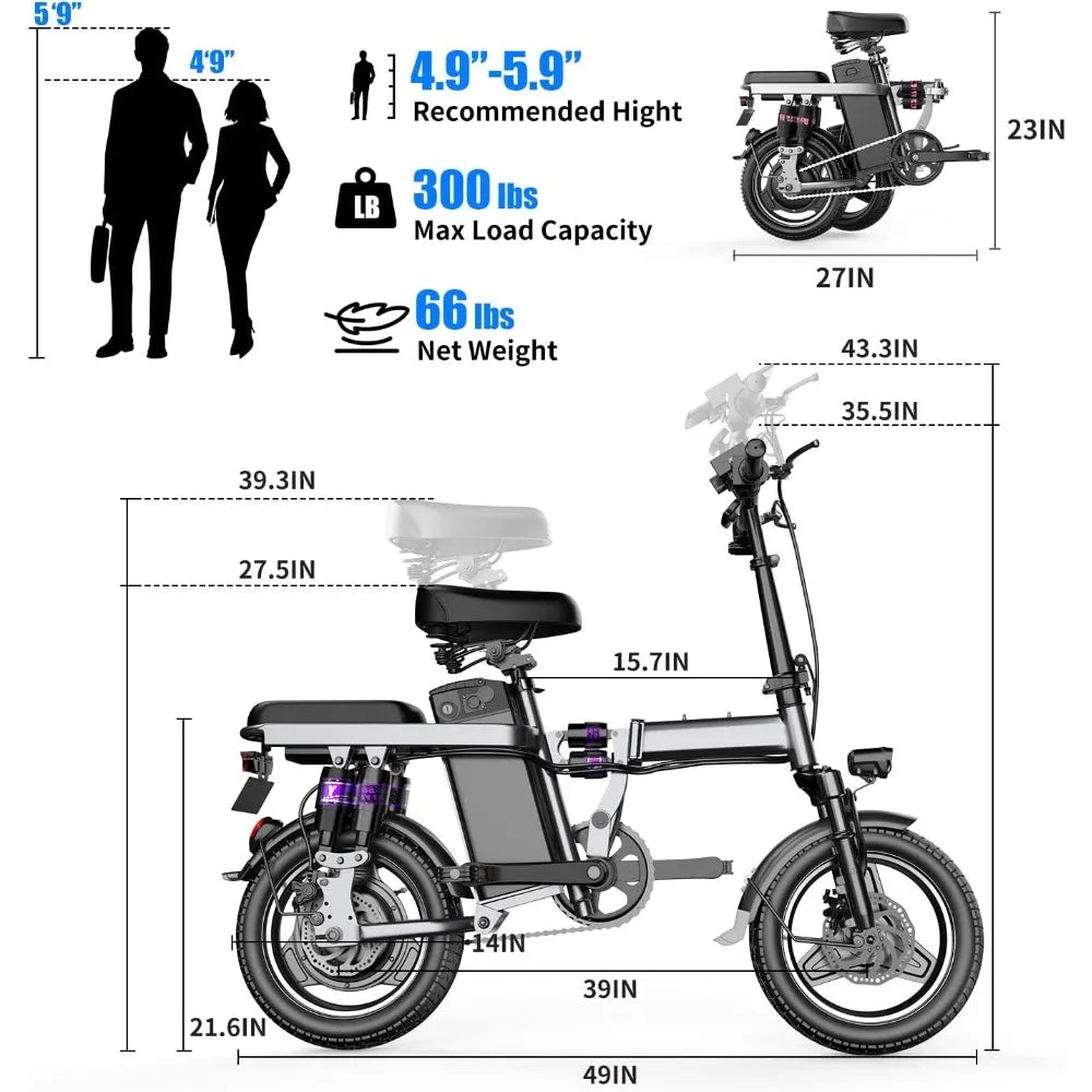 *Electric Bike for Adults, 48V 15AH Removable Battery, 25MPH 35Miles Commuting 500W Brushless Motor