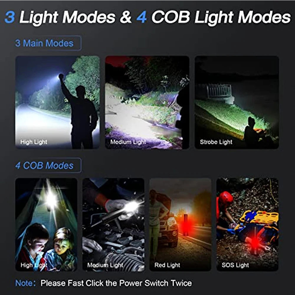 Rechargeable Super Bright Flashlight 7Modes High Lumens Tactical