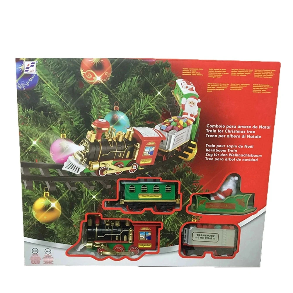 Christmas Train Electric Tree Decoration Track Frame Railway Car with Sound & Light