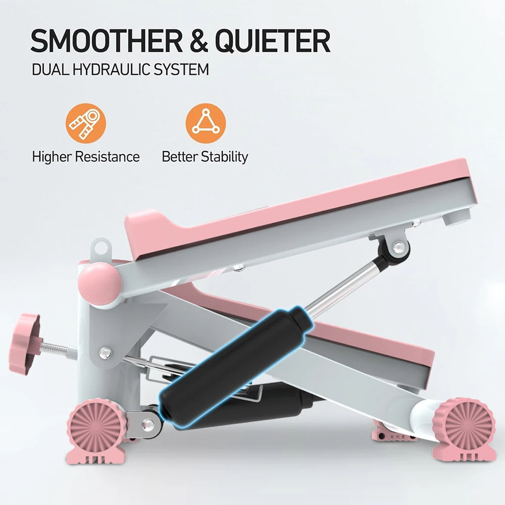 Mini Stepper With Resistance Band 300LBS Hydraulic Fitness LCD Display