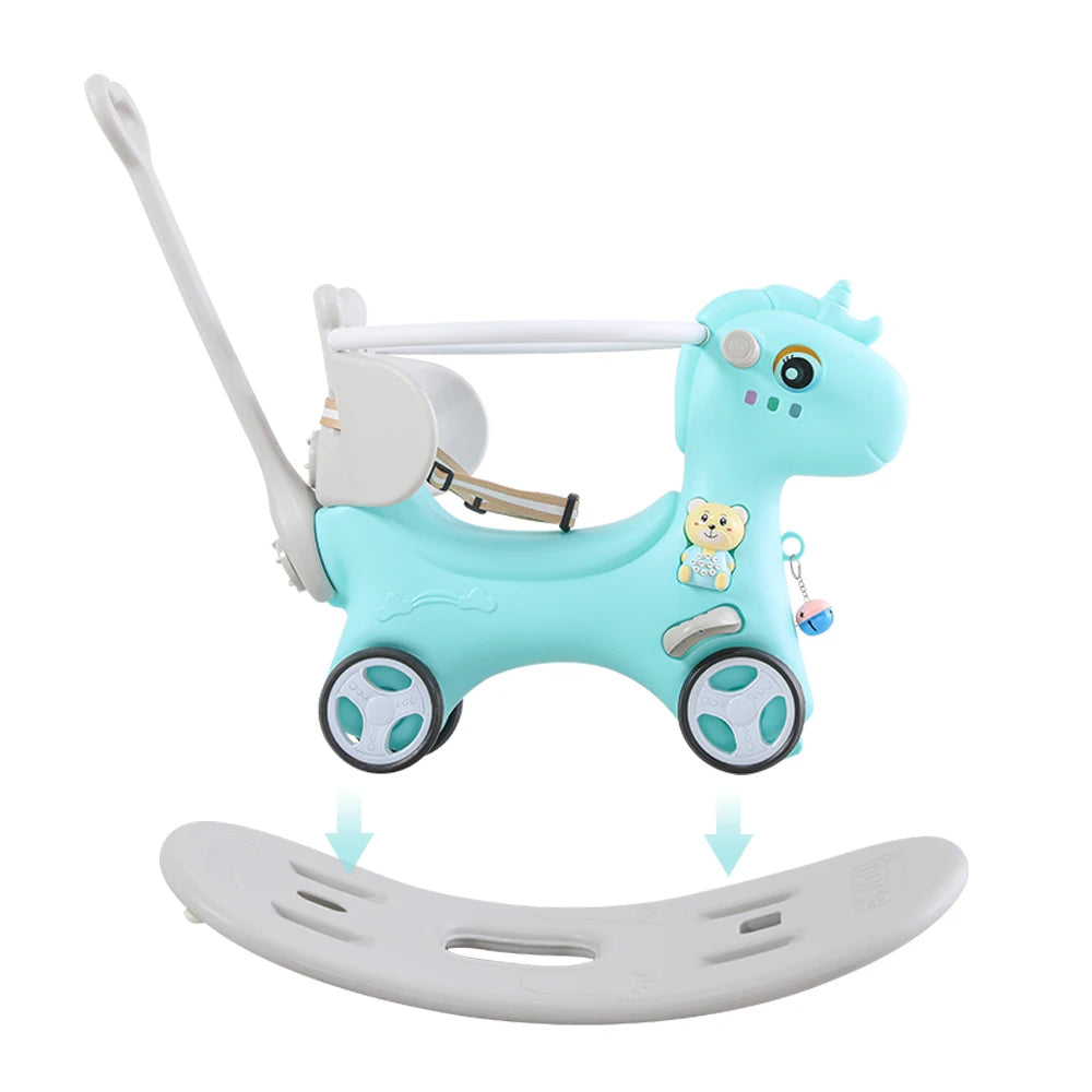 Rocking Horse for Toddlers, Balance Bike with Push Handle