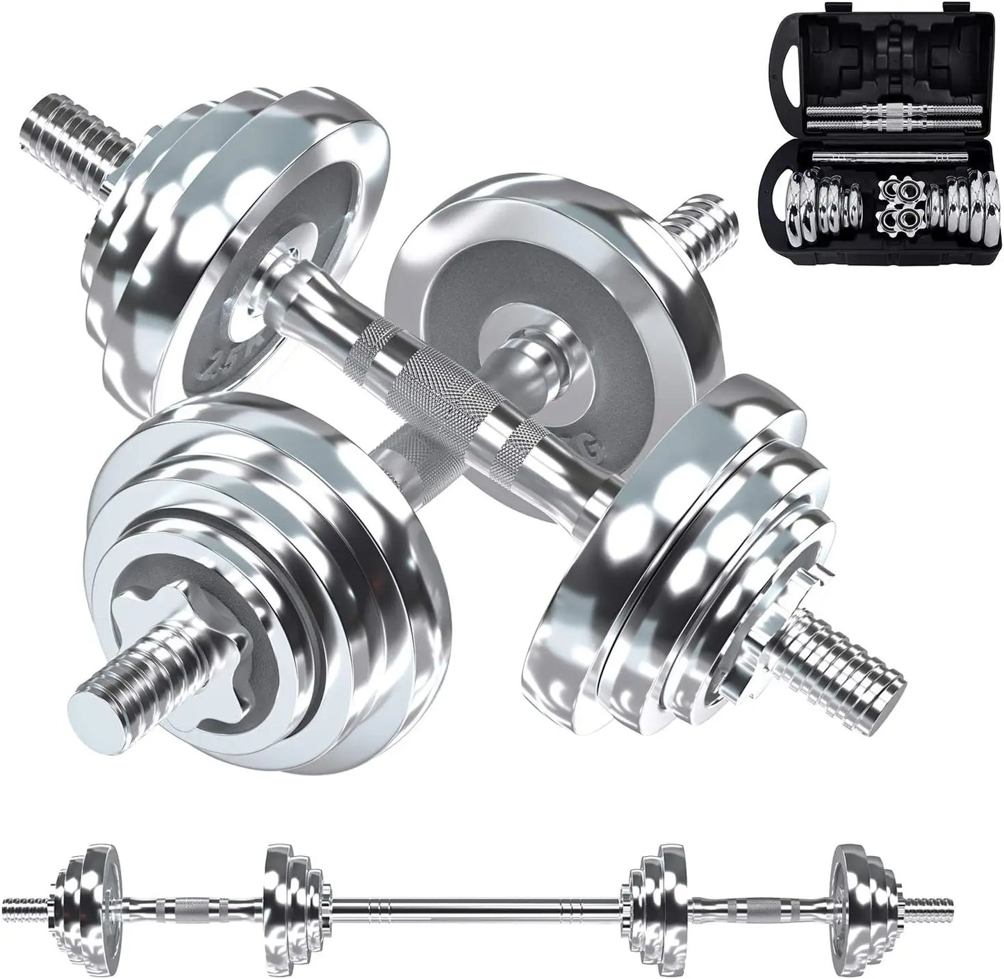 Adjustable Dumbbell Set With Metal Connecting Bar Strength