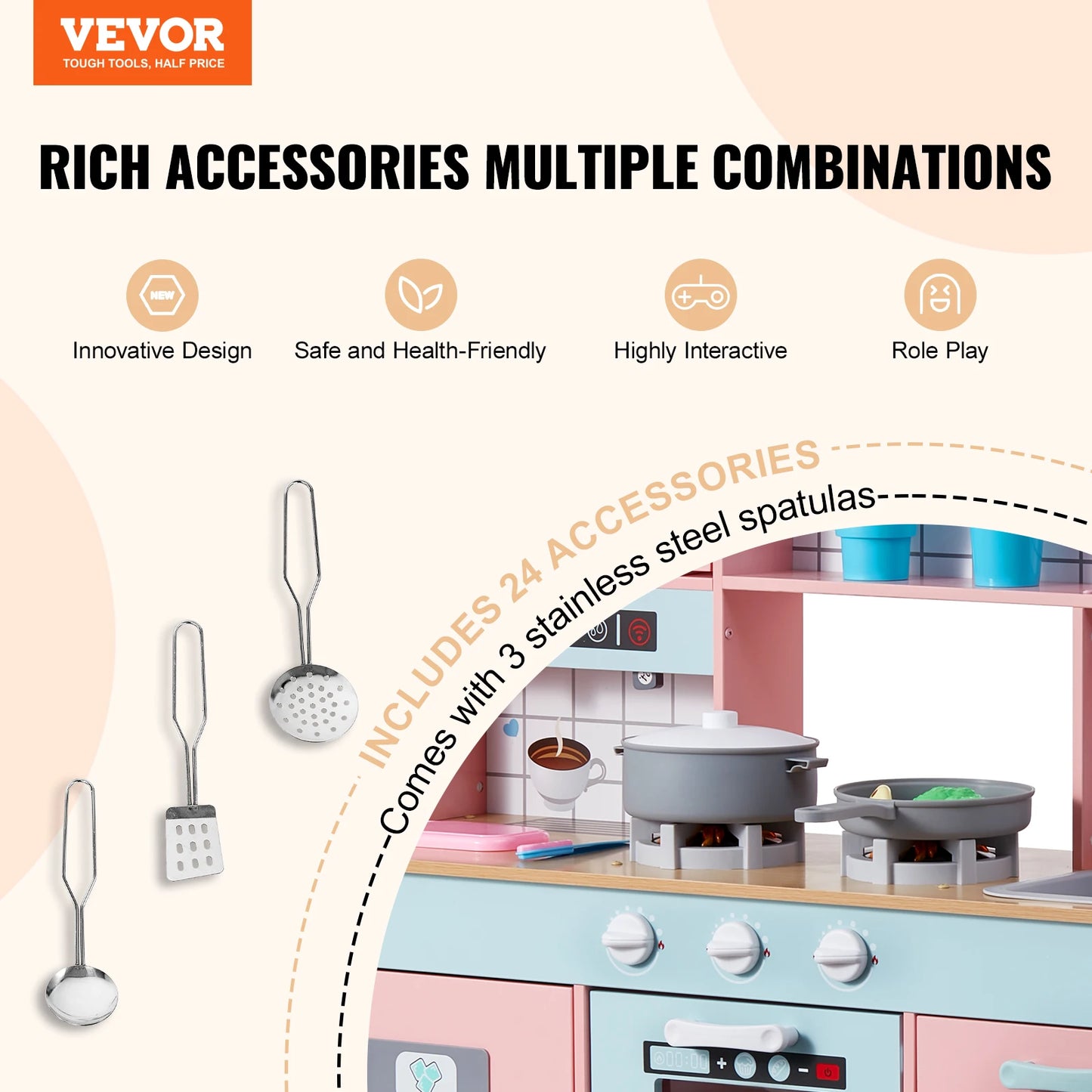 Pretend Play Cooking Toy Chef Playset Kitchen Accessories