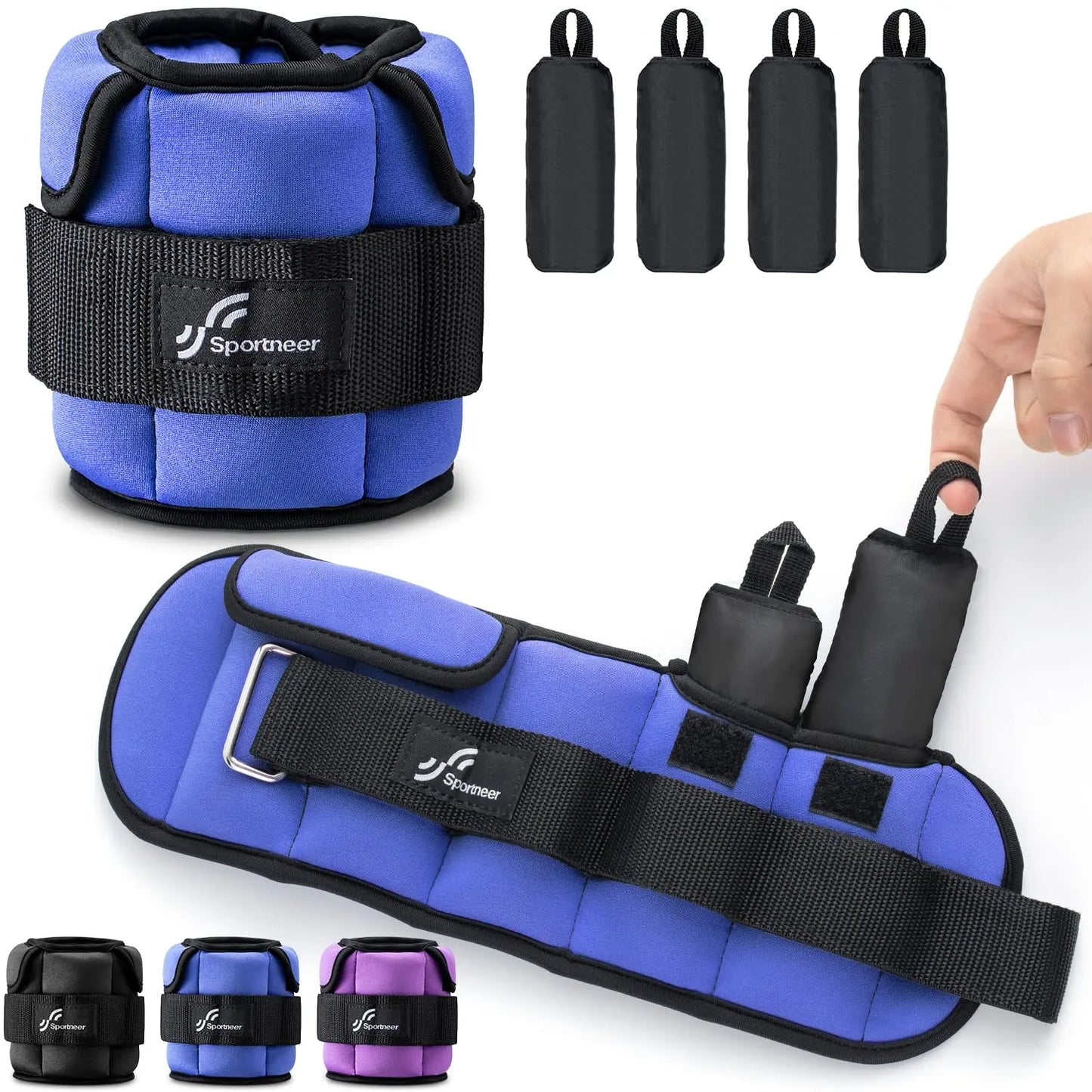 Sportneer Adjustable Wrist and Ankle Weights for Women and Men 1 Pair 1 2 3 4 6 7 8 10 lbs Adjustable Leg Weight for Gym Fitness