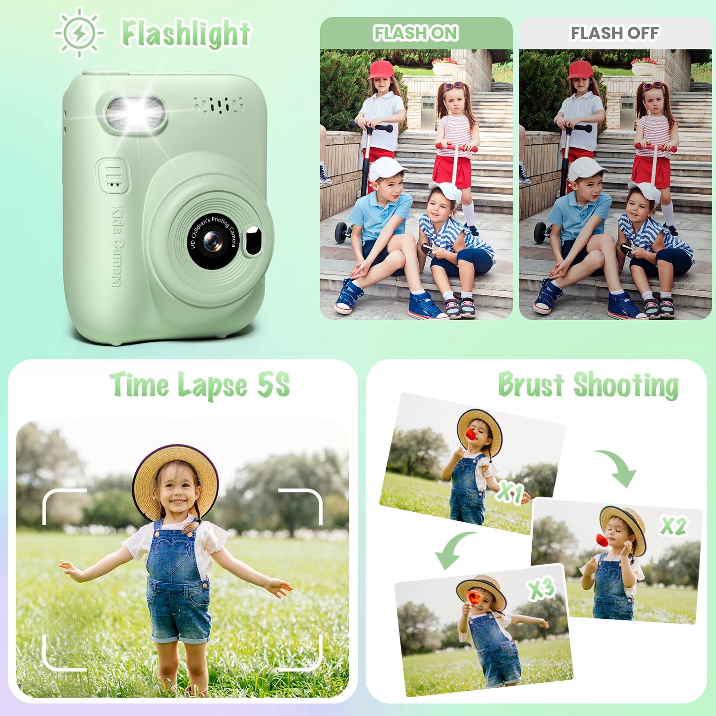 Kids Instant Print Camera 3.0 Mini Digital Camera 1080P
