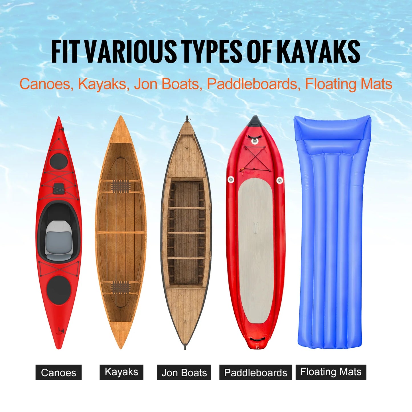 Kayak Cart 250lbs Foldable Canoe Trolley Cart 10 Inch Tires