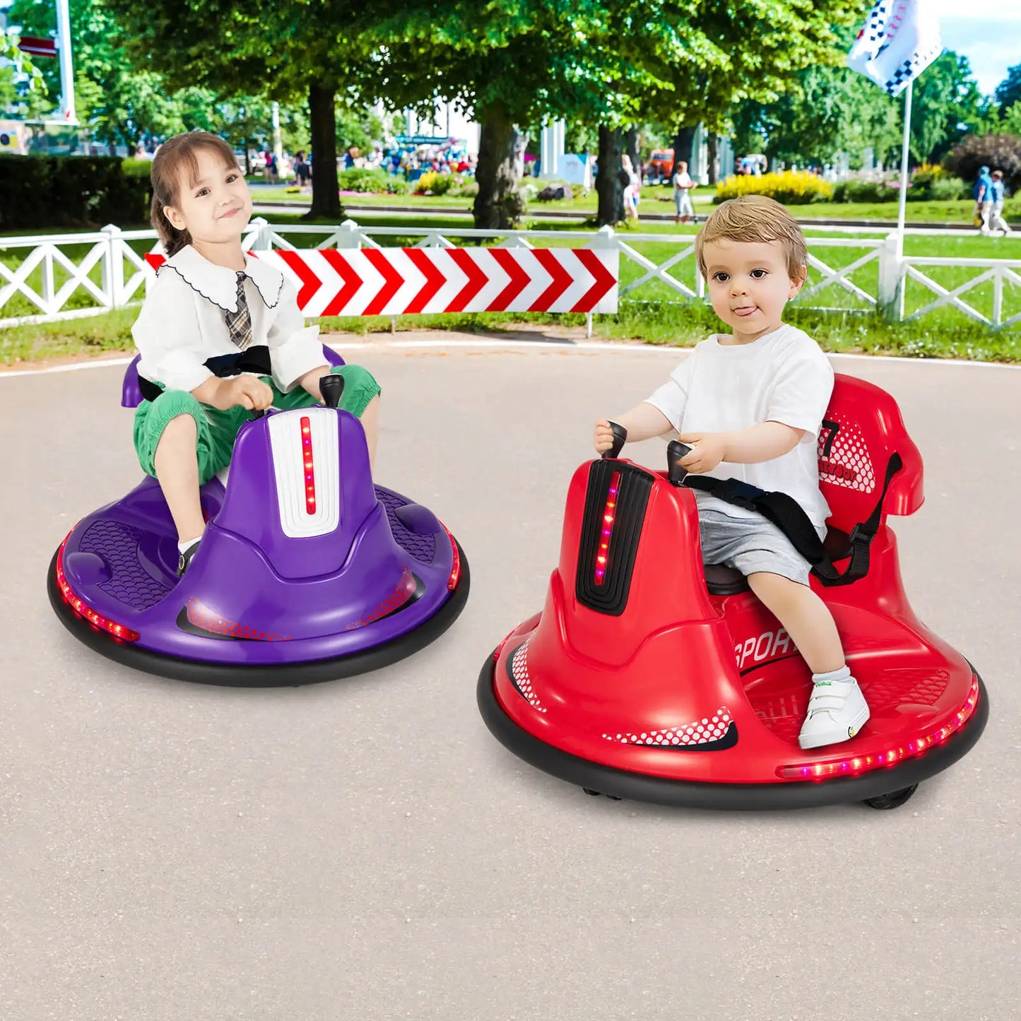 12V Electric Bumper Car For Toddlers Kids 360 Spin Purple