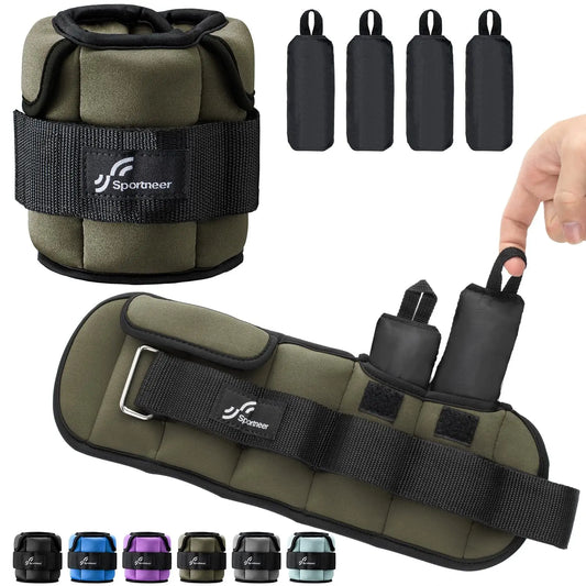 Sportneer Adjustable Wrist and Ankle Weights for Women and Men 1 Pair 1 2 3 4 6 7 8 10 lbs Adjustable Leg Weight for Gym Fitness