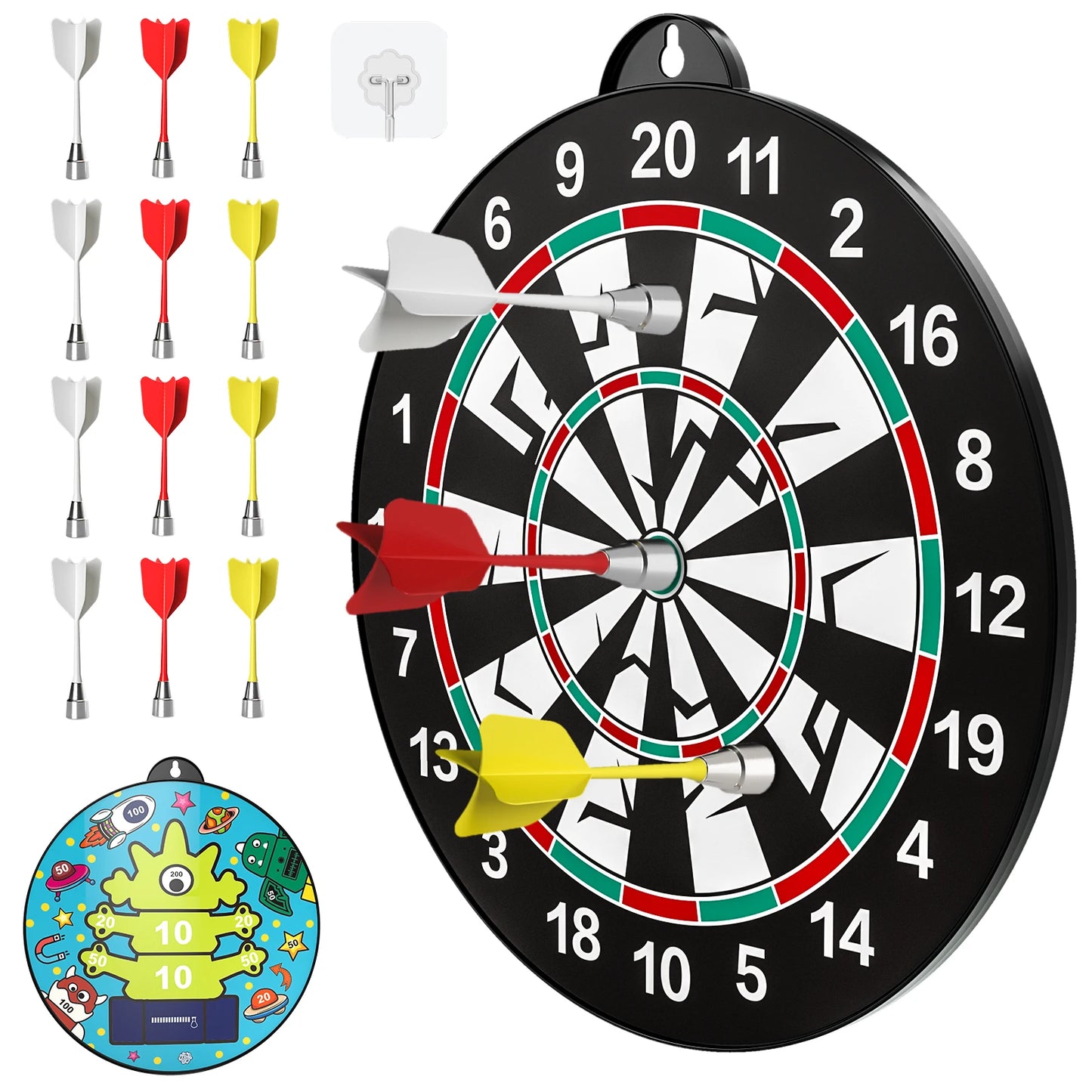 14 Piece Double Sided Magnetic Dart Board For Kids Play