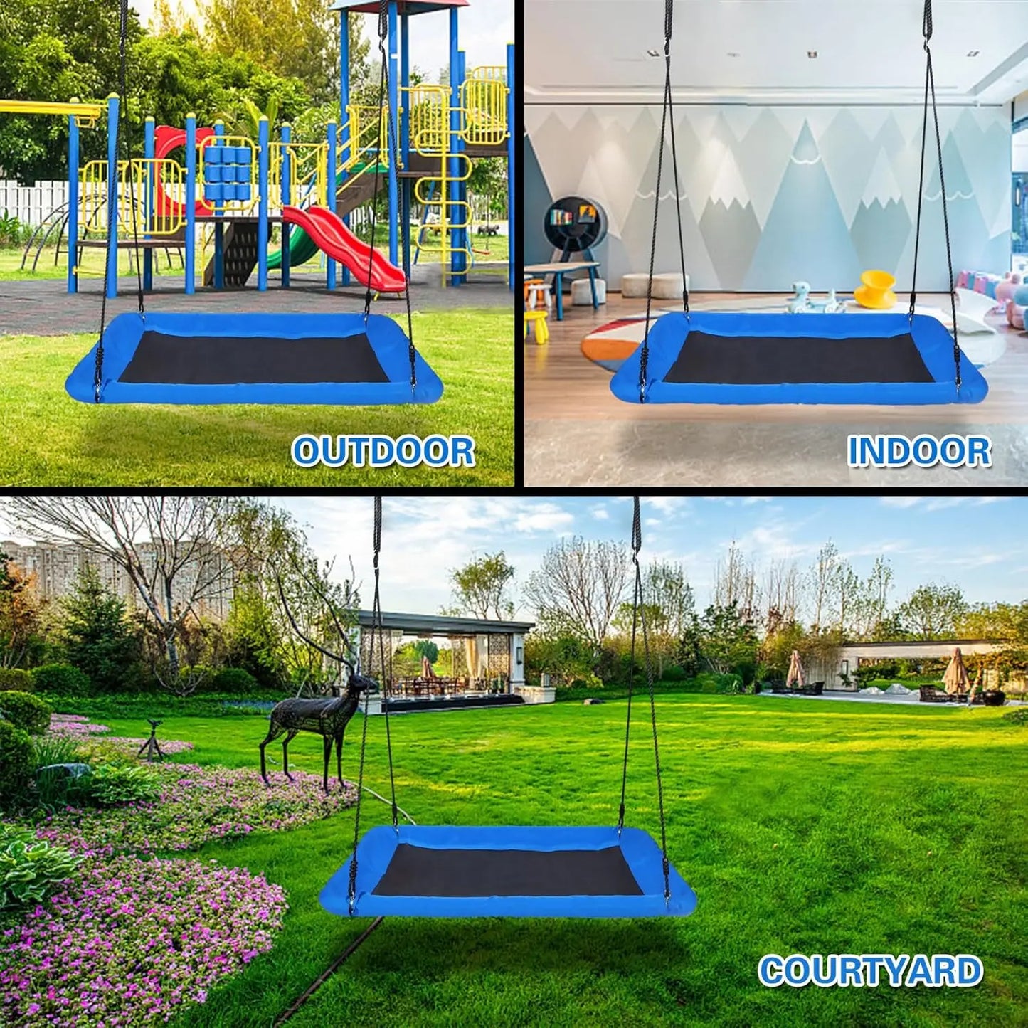 700lb Giant 60" Platform Tree Swing for Kids Rectangular Platform
