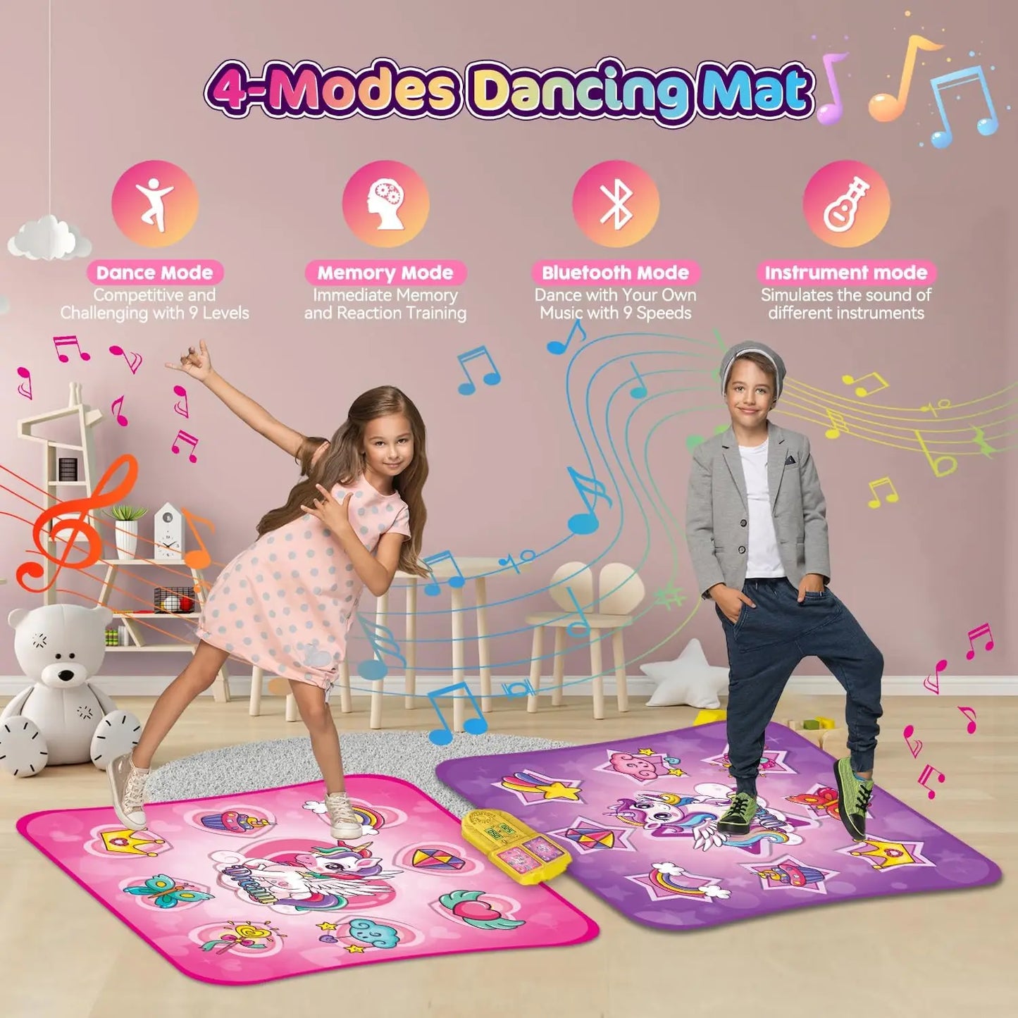 VATOS Unicorn Dance Mat x2 Toys for Girls 9-Level Game