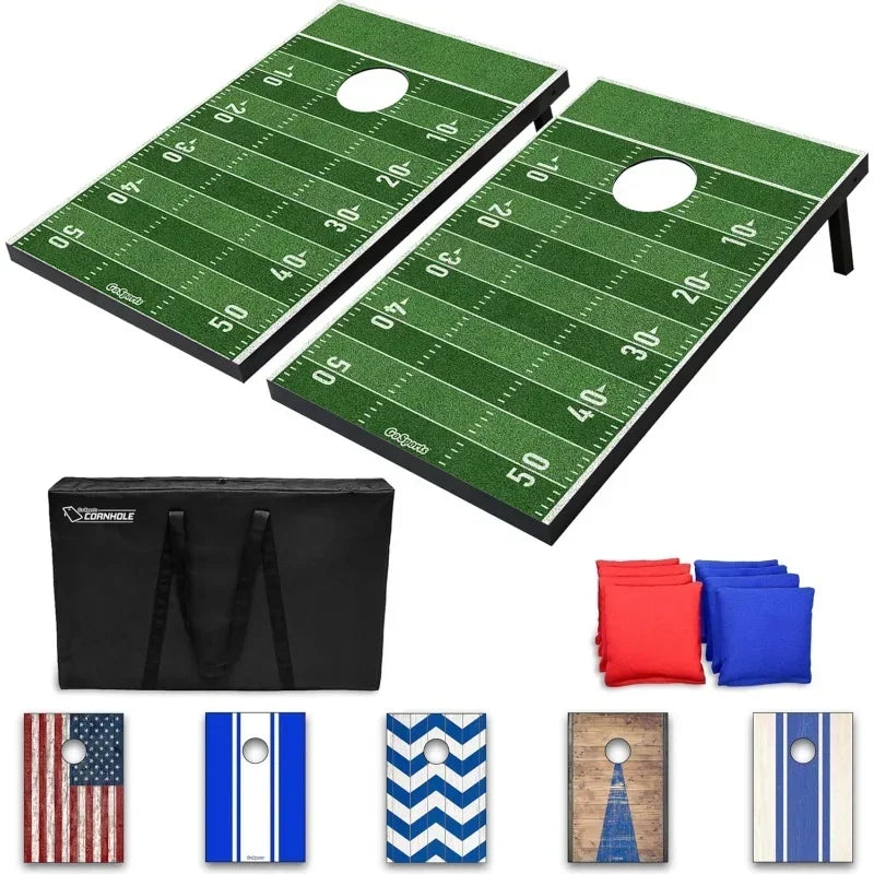 Classic Cornhole Set – Includes 8 Bean Bags, Travel and Game Rules (Choice of Style)