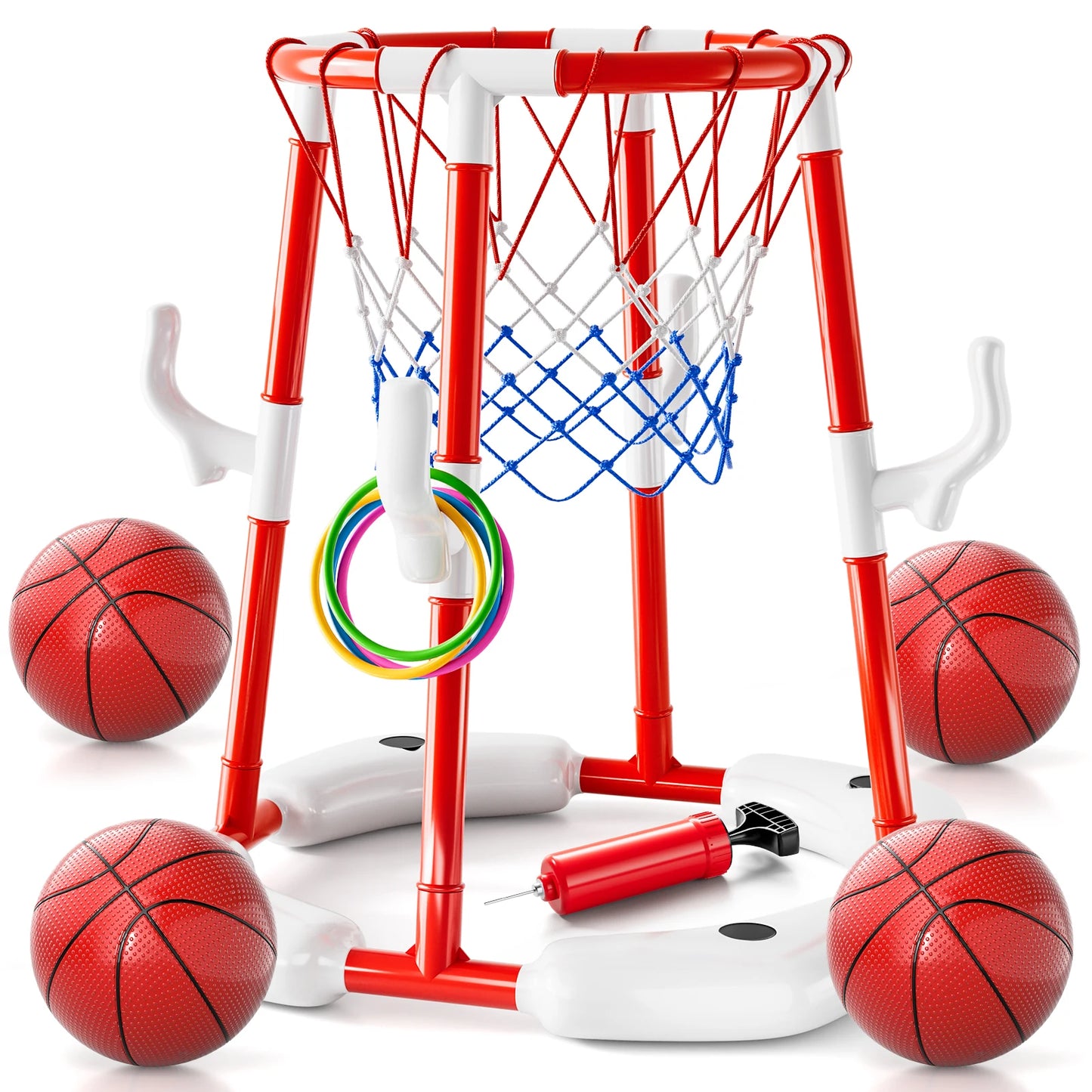 Pool Basketball Hoop Floating Basketball  With 4 Balls Outdoor Indoor Water Play Toys