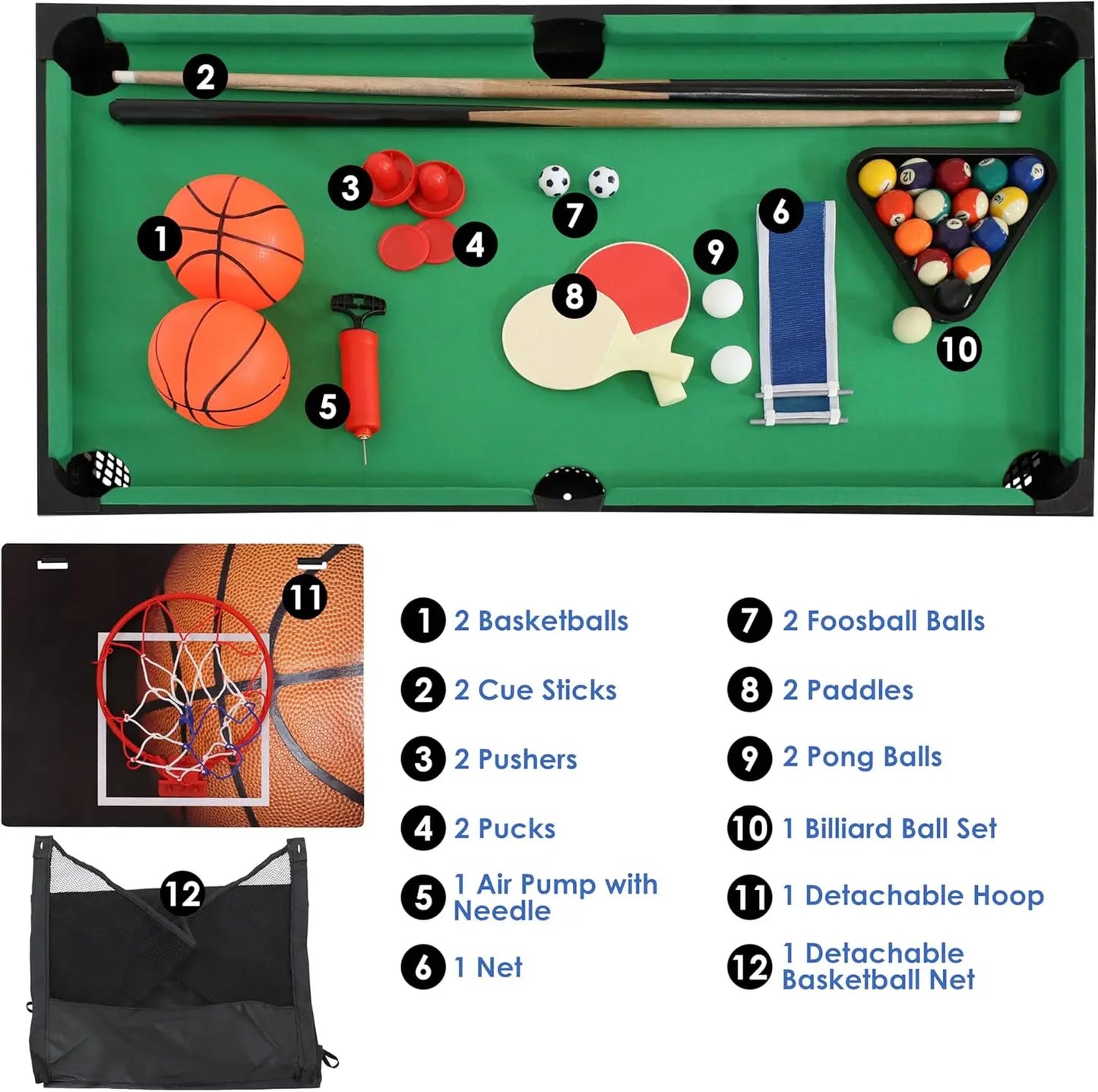 Hign-concerned 5-In-1 Kids Multi Game Table With Billiards