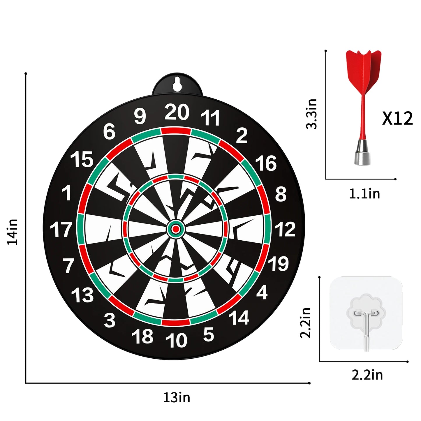 14 Piece Double Sided Magnetic Dart Board For Kids Play