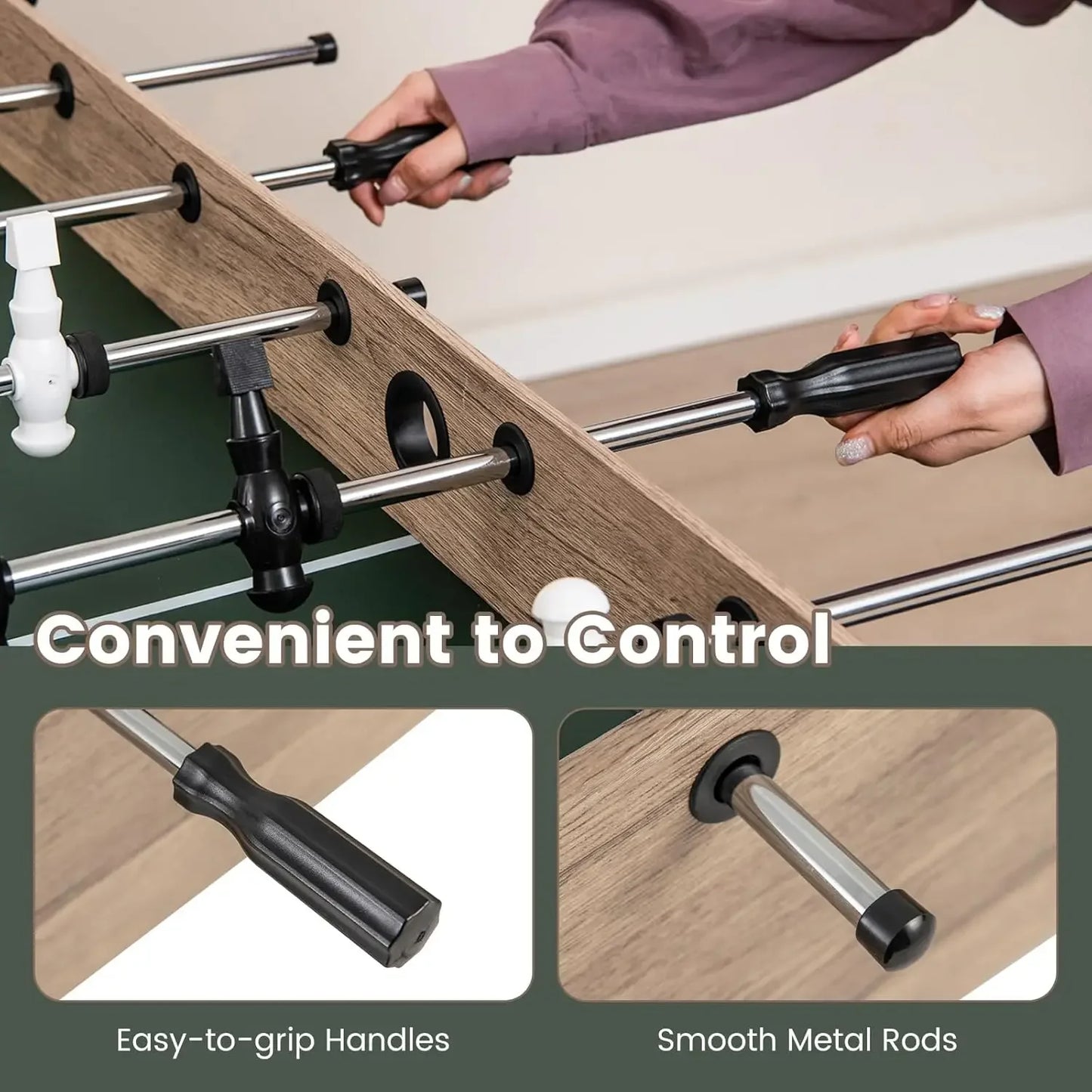 Foosball Table for Adults, with 2 Balls, 26 Players, Adjustable Leg Levelers,