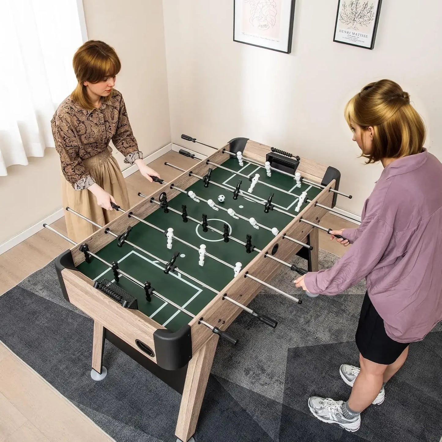 Foosball Table for Adults, with 2 Balls, 26 Players, Adjustable Leg Levelers,