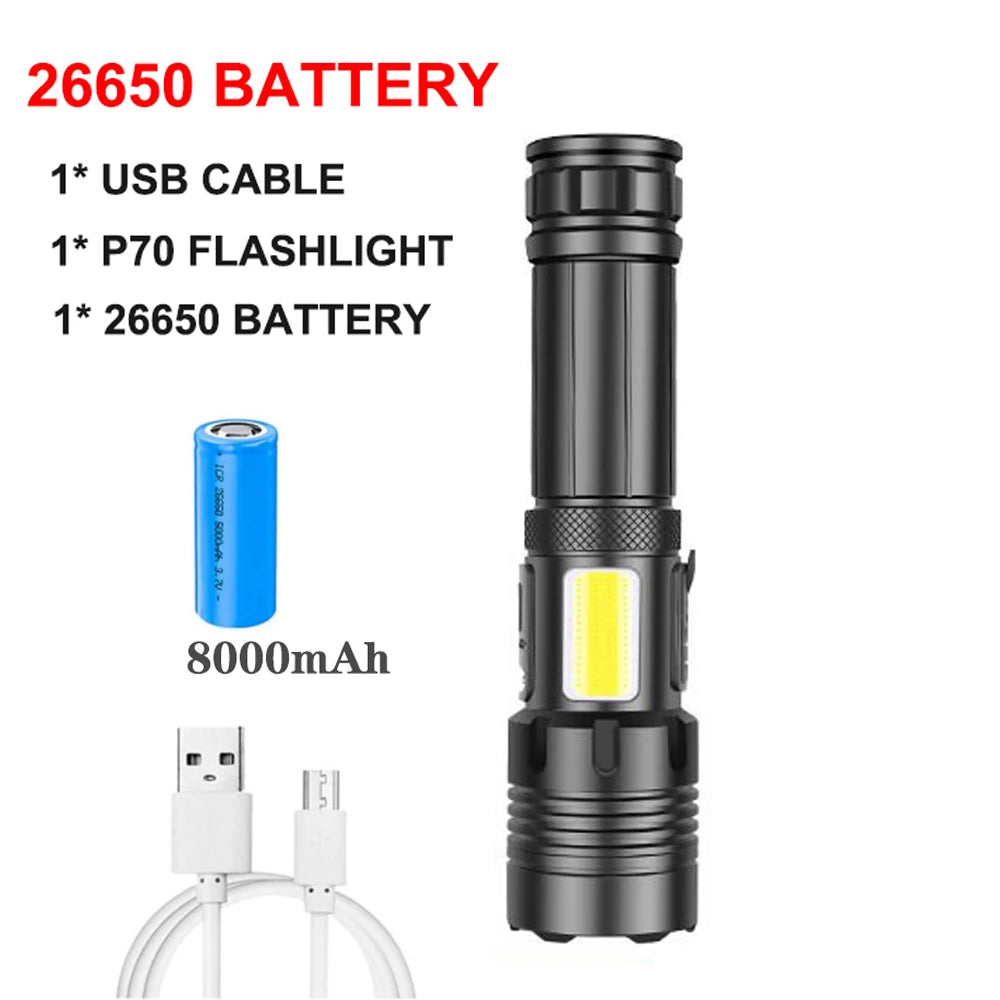 Rechargeable Super Bright Flashlight 7Modes High Lumens Tactical