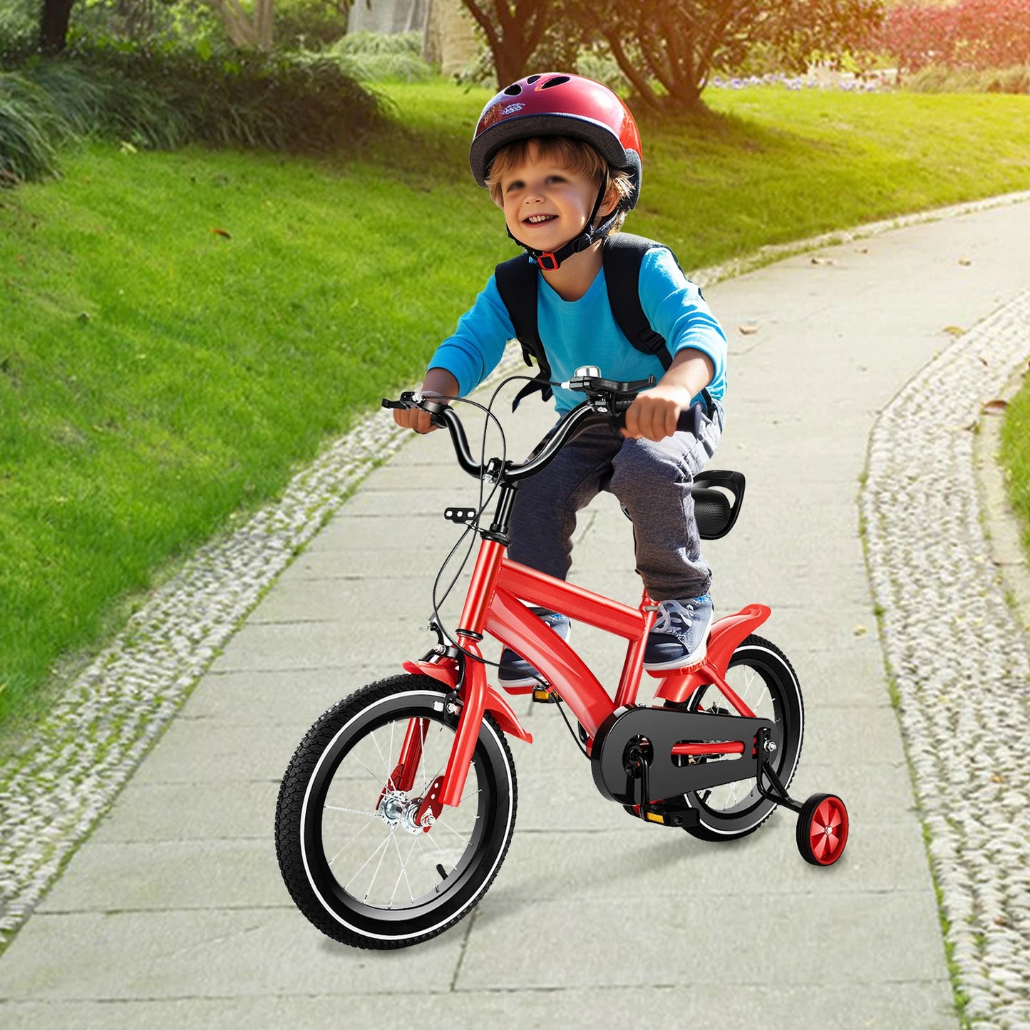 14 Inch Adjustable Kids Bike For Boys Girls Dual Brakes
