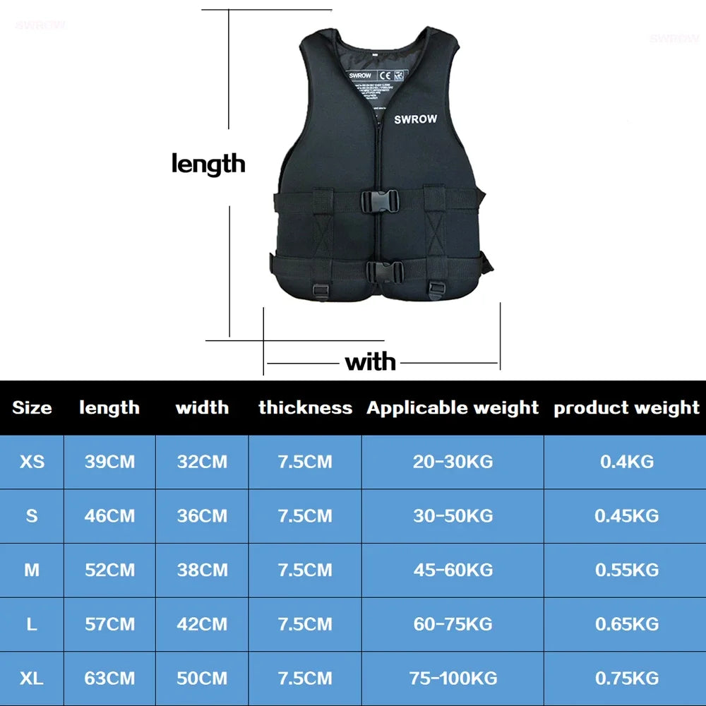 Neoprene Life Jacket for Adult Children New Water Sport Buoyancy Jacket Life Vest