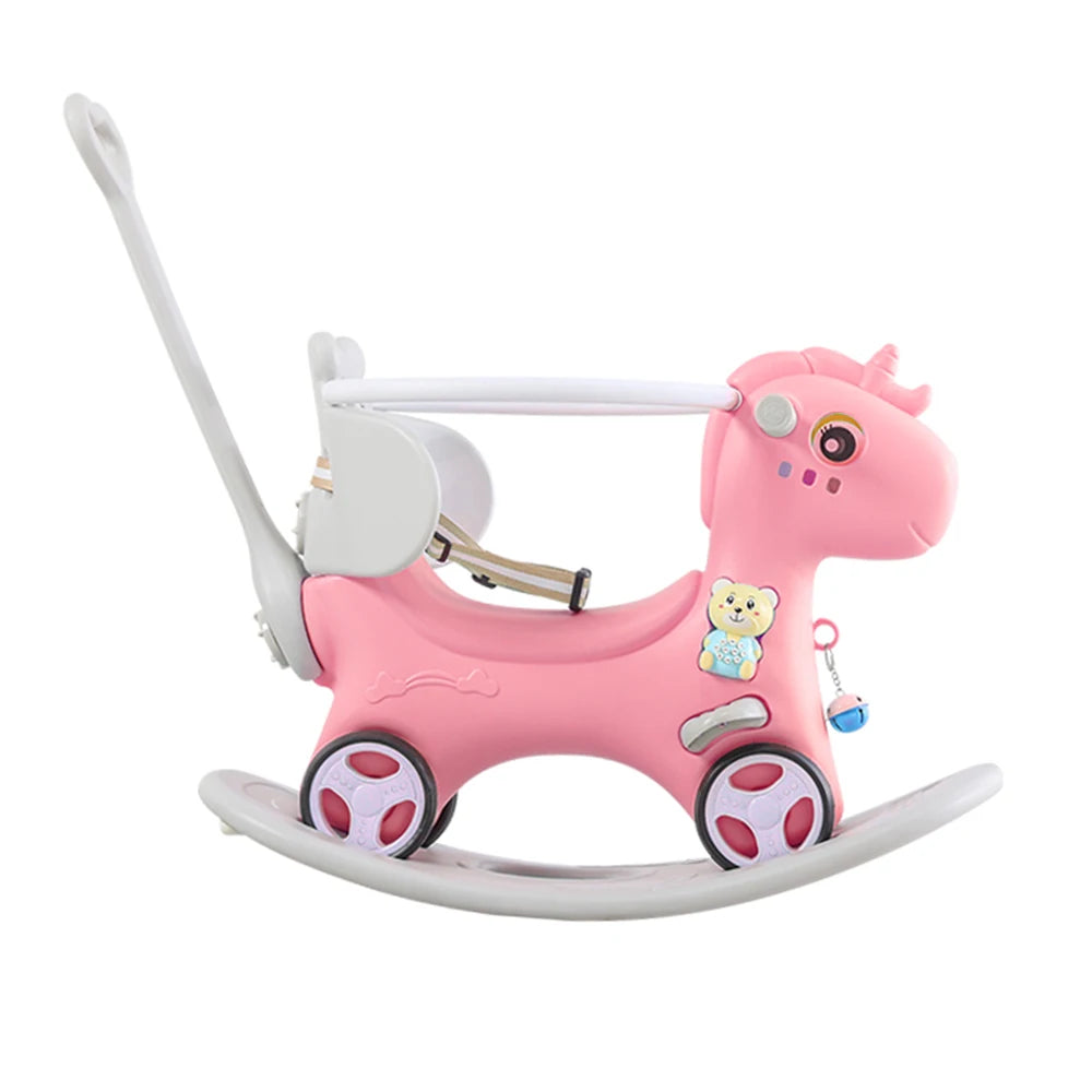 Rocking Horse for Toddlers, Balance Bike with Push Handle