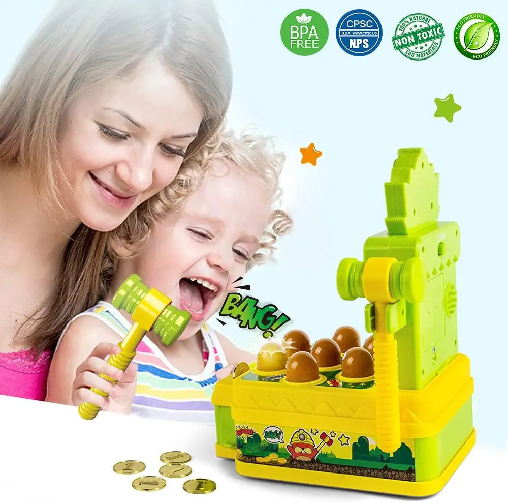 * Mini Coin Operated Arcade Game Bank with 2 Hammers, Interactive Electronic  Kids Ages 3-6