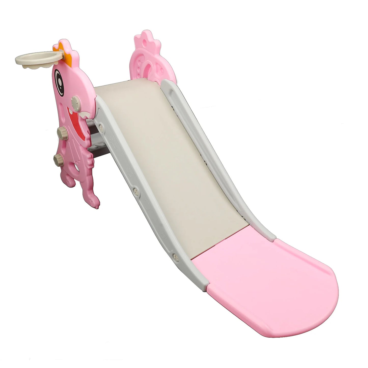 Kids Slide Dinosaur Shape Non Slip Stairs Foldable Toddler Indoor Slide Stable Structure with Basketball Hoop Climber for Home