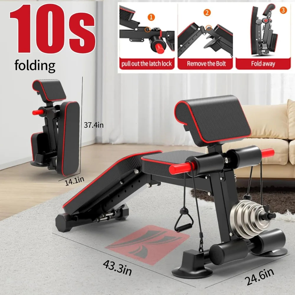 Adjustable Weight  Workout Bench Foldable Home Gym Full Body Workout