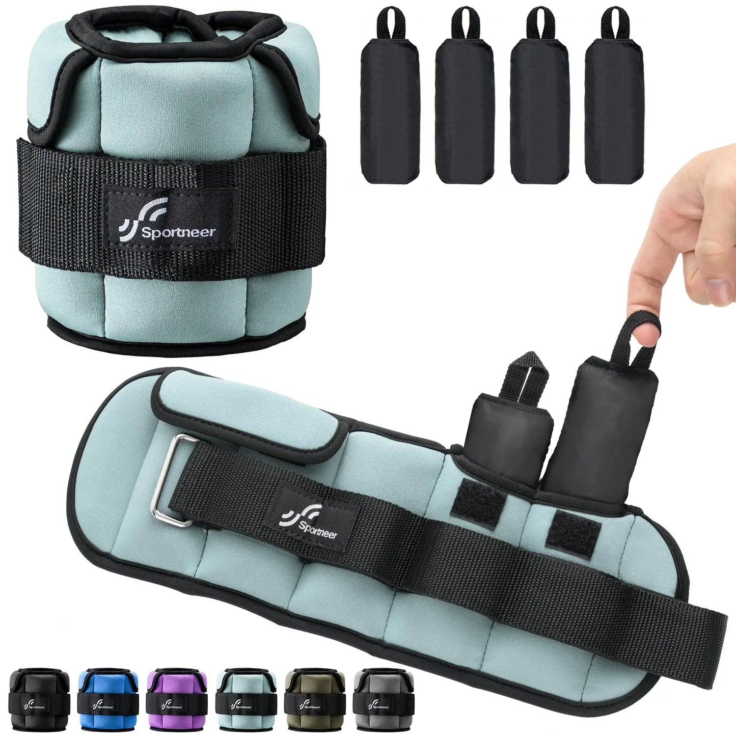 Sportneer Adjustable Wrist and Ankle Weights for Women and Men 1 Pair 1 2 3 4 6 7 8 10 lbs Adjustable Leg Weight for Gym Fitness