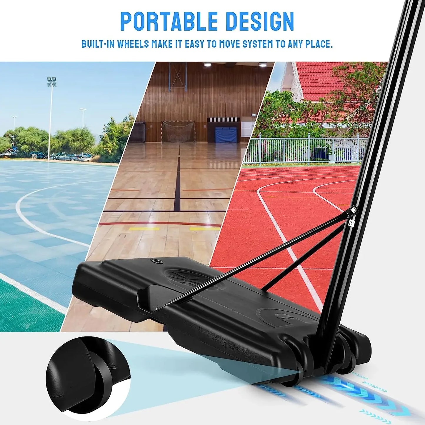 Basketball Hoop with Wheels Height Adjustable 305cm Fit Base