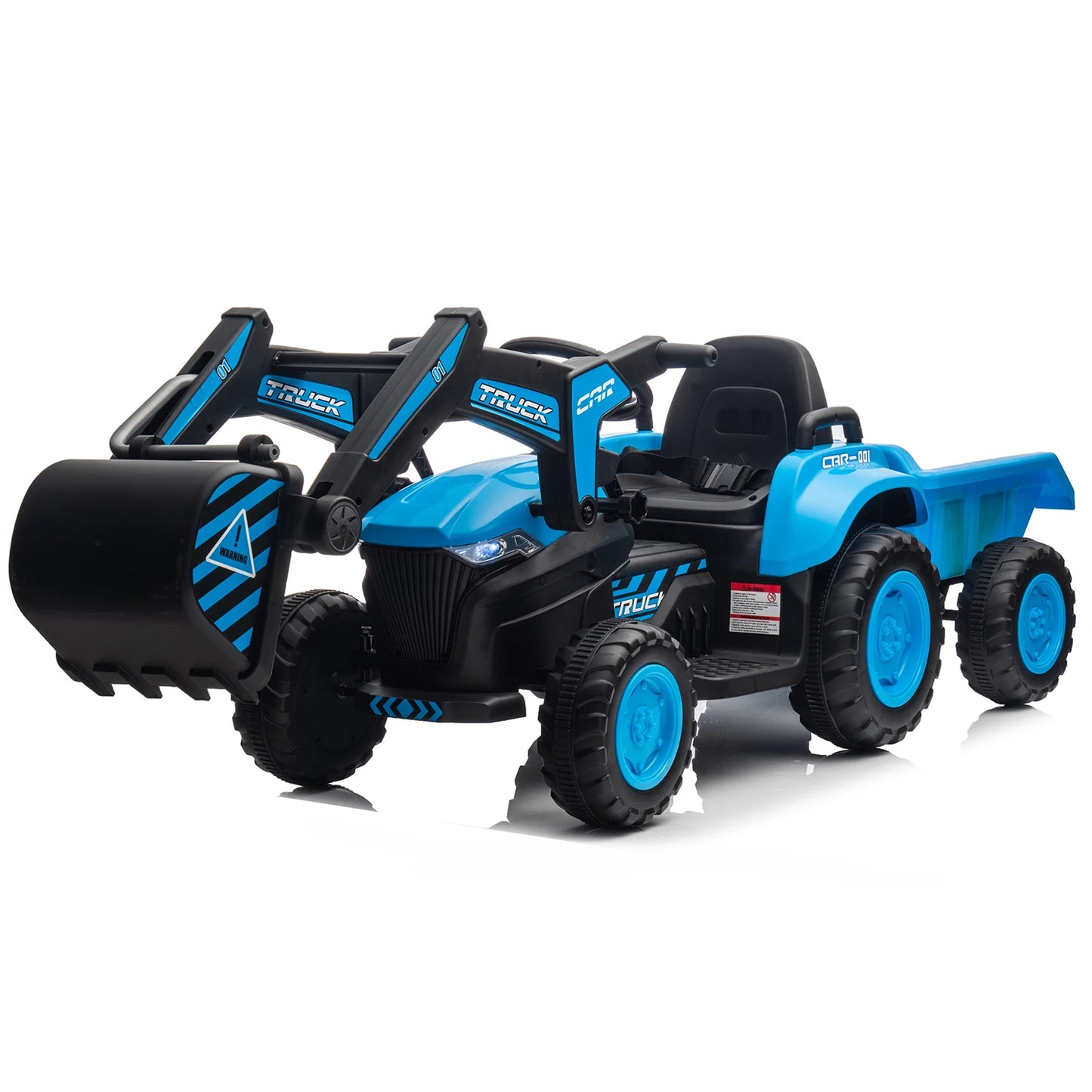 12V 3 In 1 Ride On Excavator Tractor With Remote Trailer