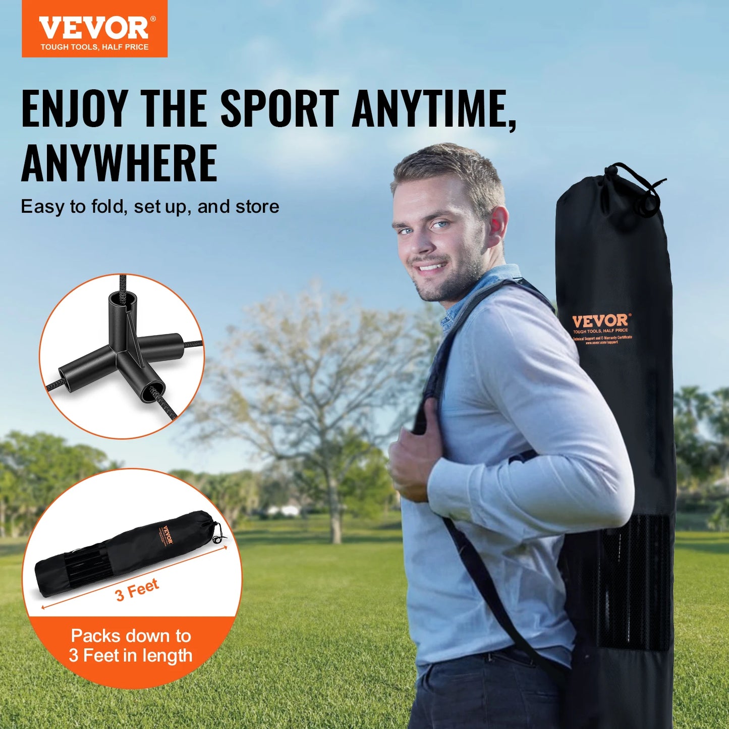 *10/14/17FT Badminton Net Height Adjustable Volleyball Net Wide Foldable
