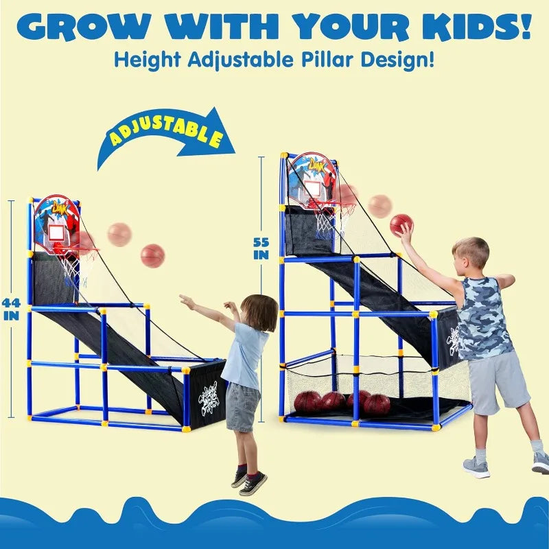 *Arcade Basketball Game Set with 4 Balls and Hoop for Kids 3 to 12 Years Old  - Easy Set Up