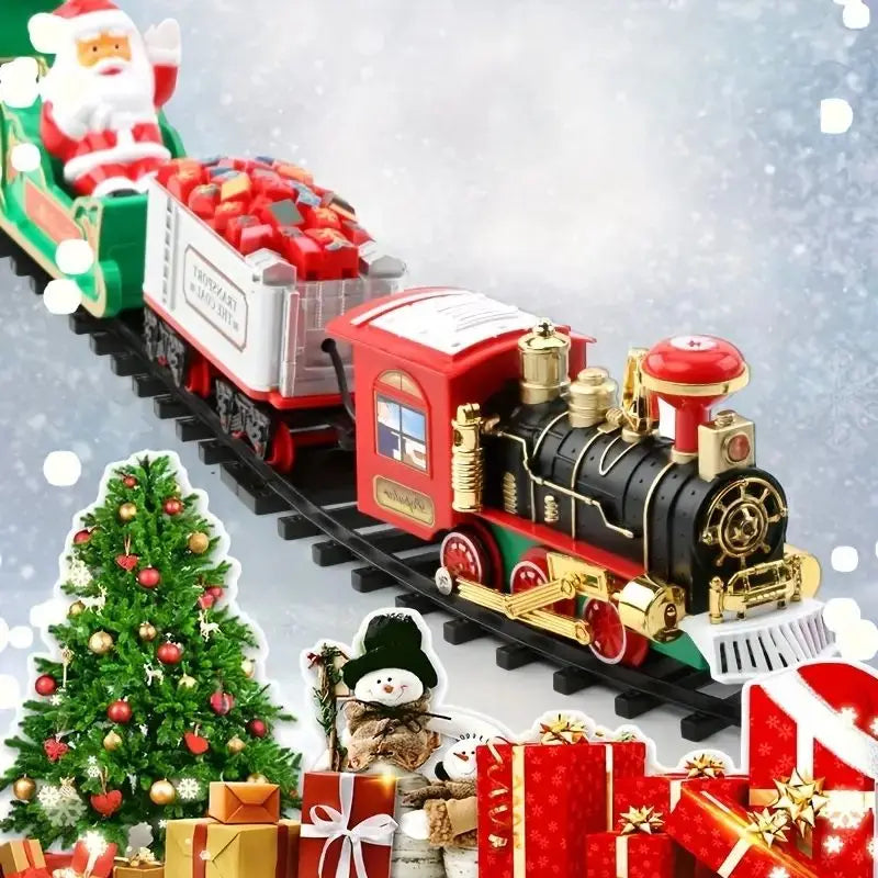 Christmas Train Electric Tree Decoration Track Frame Railway Car with Sound & Light