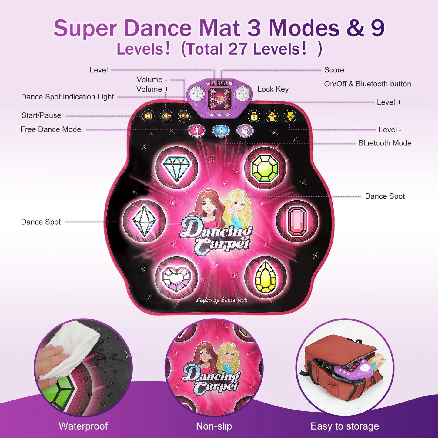 Outdoor Dance Mat 27 Levels 6 LED Keys Light Up Bluetooth