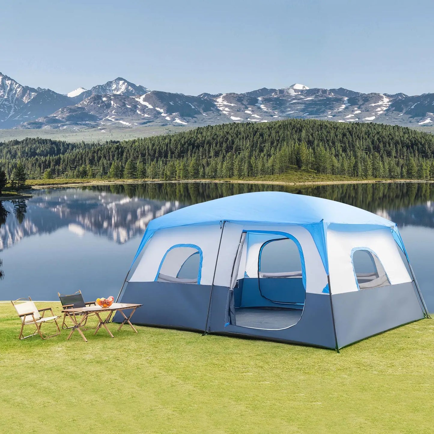 14 Person Camping Tent 430x430x210cm Polyester Fiberglass