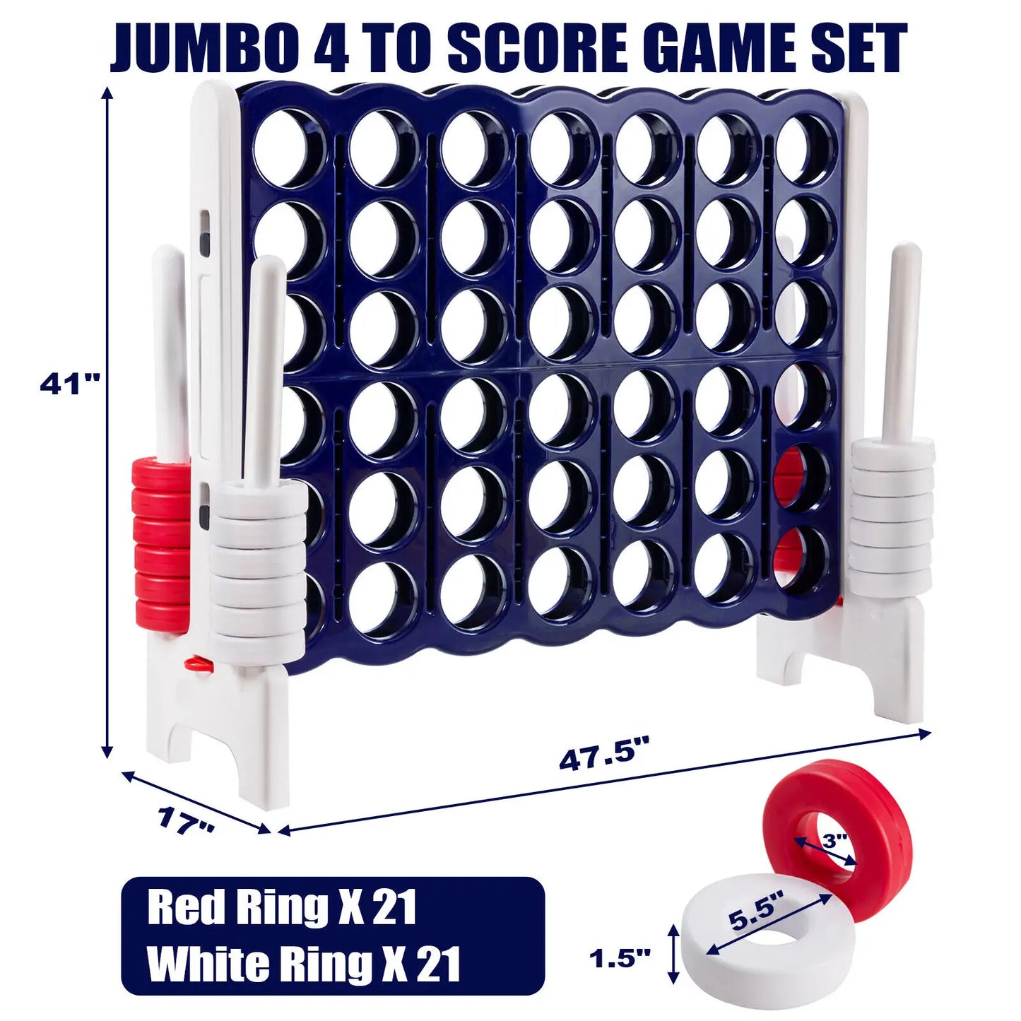 Costway Giant 4-In-A-Row 4-to-Score Game W/Bag Indoor Outdoor Party Family Connect Game