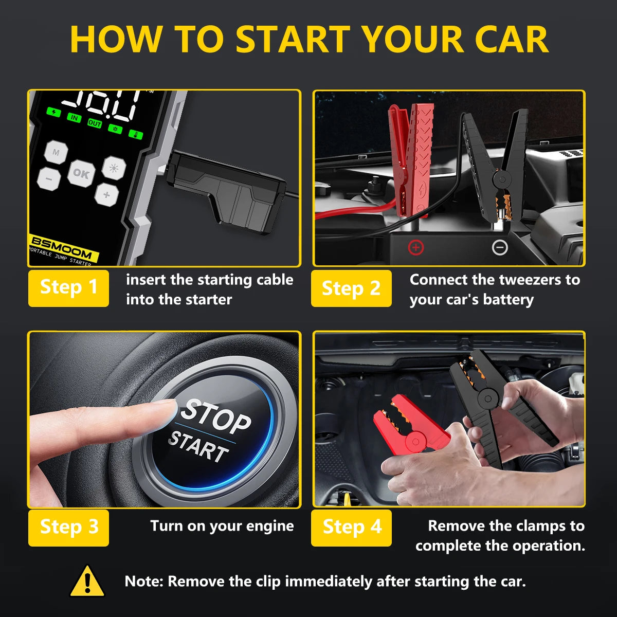 BSMOOM Car Jump Starter With Air Compressor And LCD