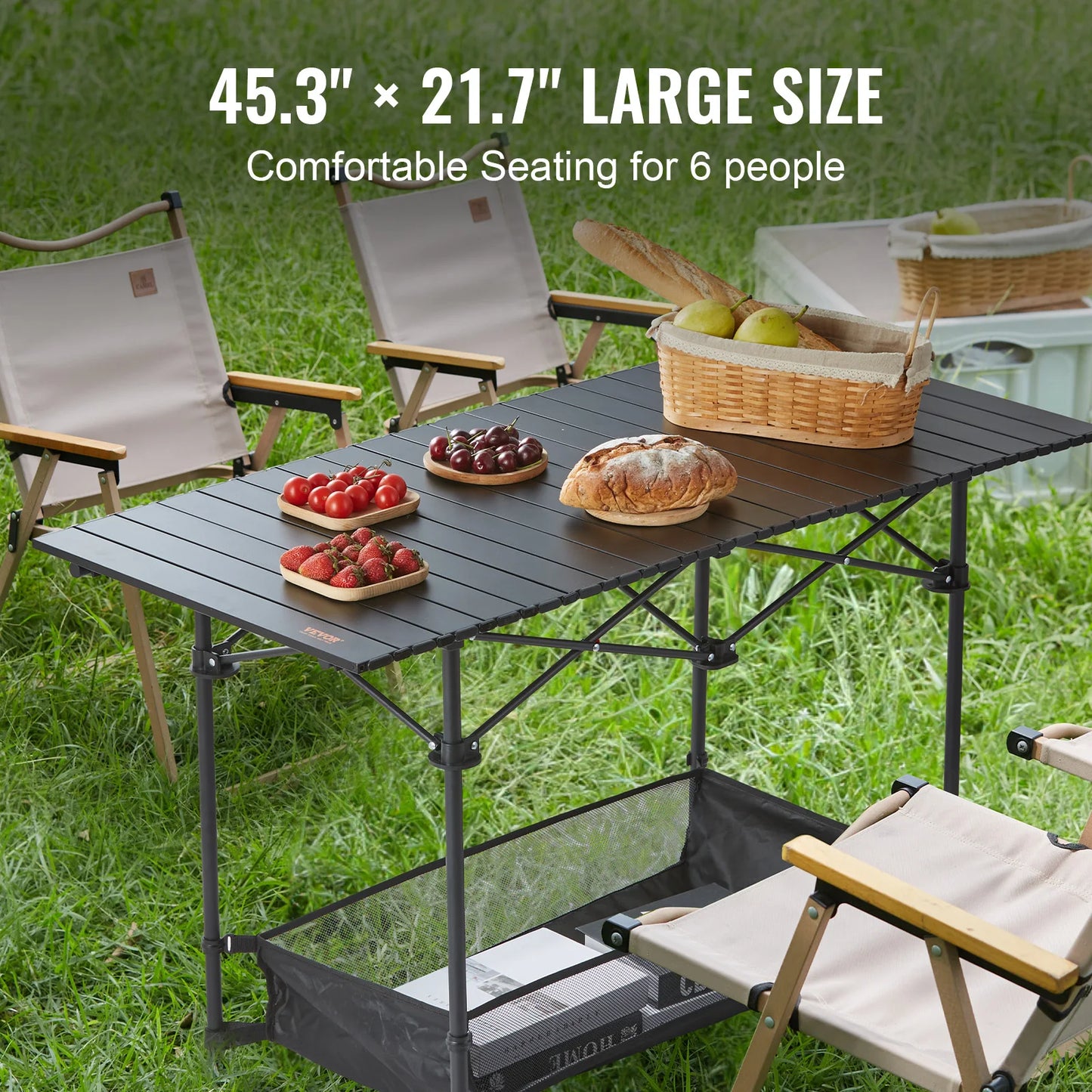 220 66lbs Outdoor Folding Camping Table With Storage Bag